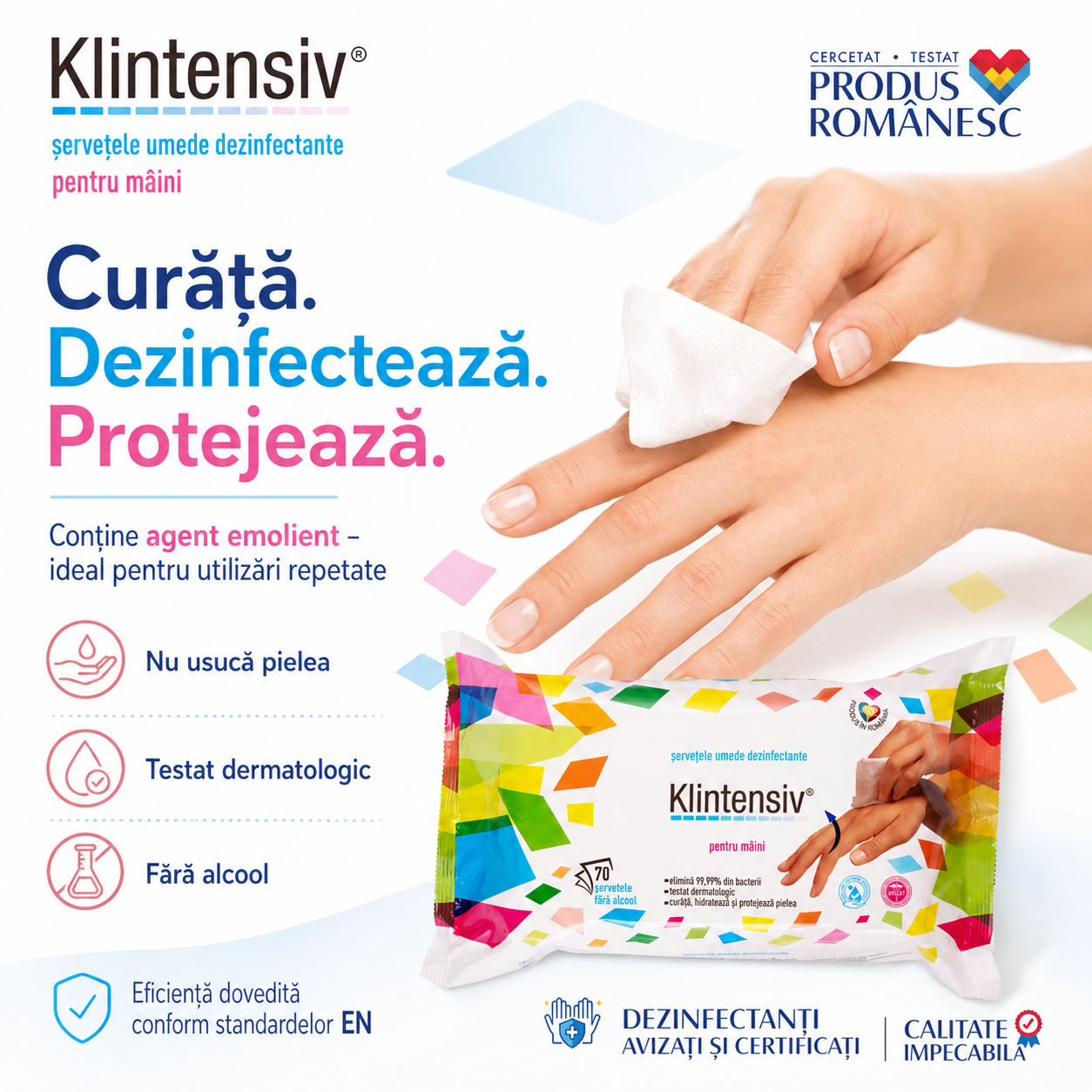 Klintensiv șervețele dezinfectante pentru birou școli restaurante magazine transport public și clinici