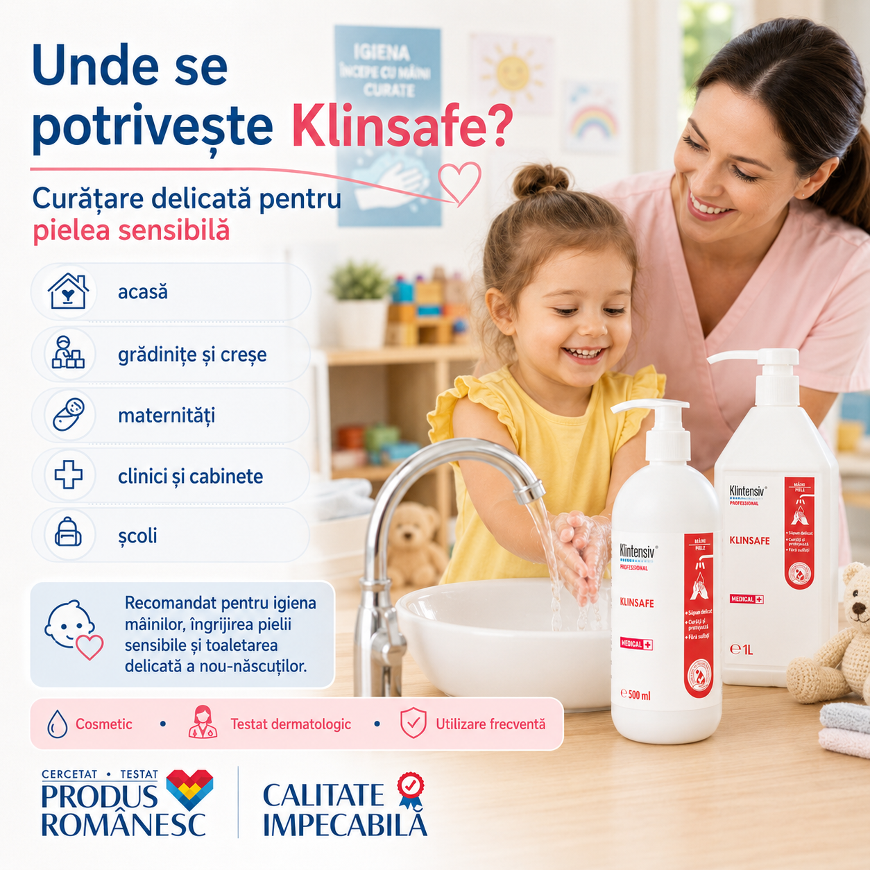 KlinSafe săpun lichid pentru spitale maternități grădinițe clinici și piele sensibilă
