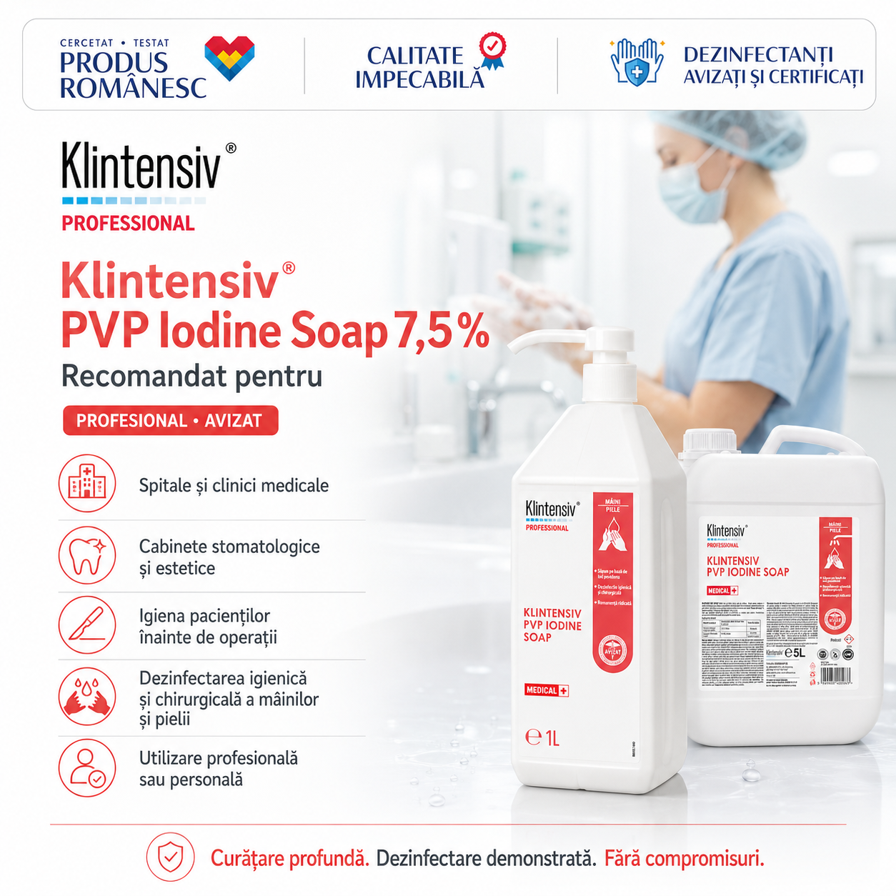 Klintensiv PVP Iodine Soap pentru spitale clinici cabinete și pregătire preoperatorie
