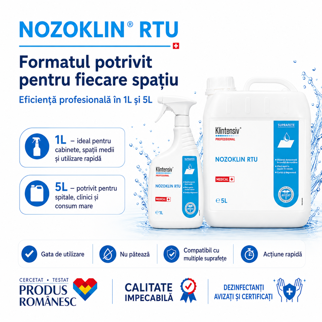 Caracteristici Nozoklin RTU lichid incolor pH 10,8 solubil &icirc;n apă
