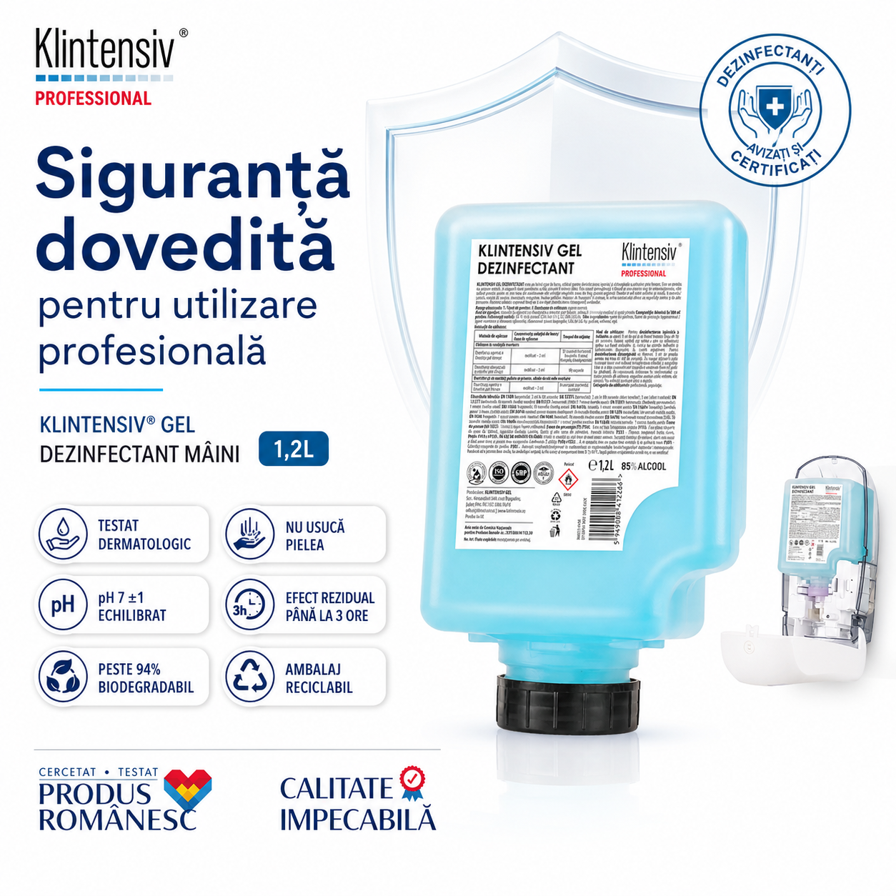 Aviz biocid Klintensiv gel dezinfectant mâini 2251BIO 01 12.30 eficacitate testată