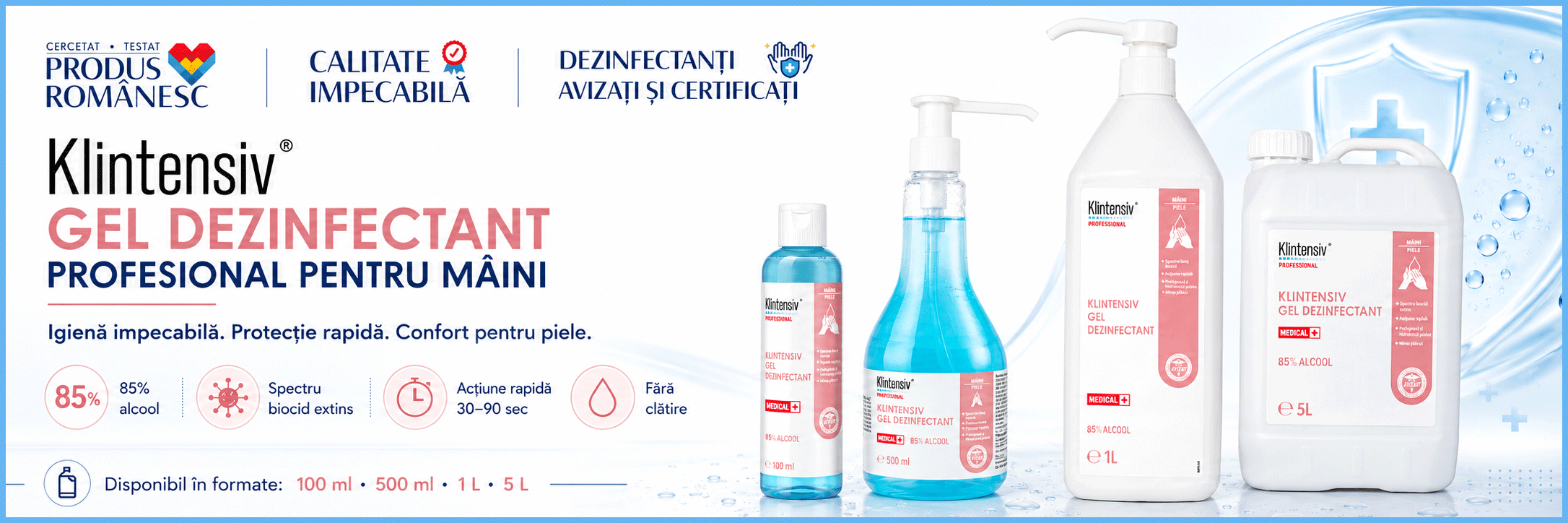 Klintensiv Gel Dezinfectant profesional pentru m&acirc;ini cu 85% etanol