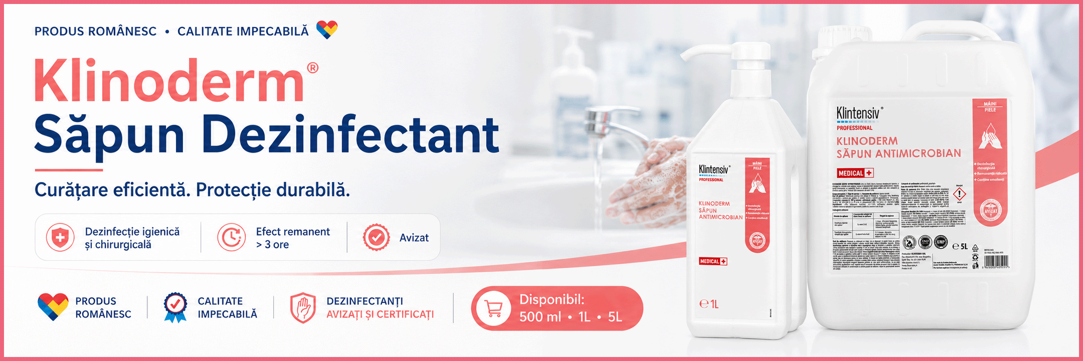 Klinoderm săpun dezinfectant profesional pentru mâini și corp