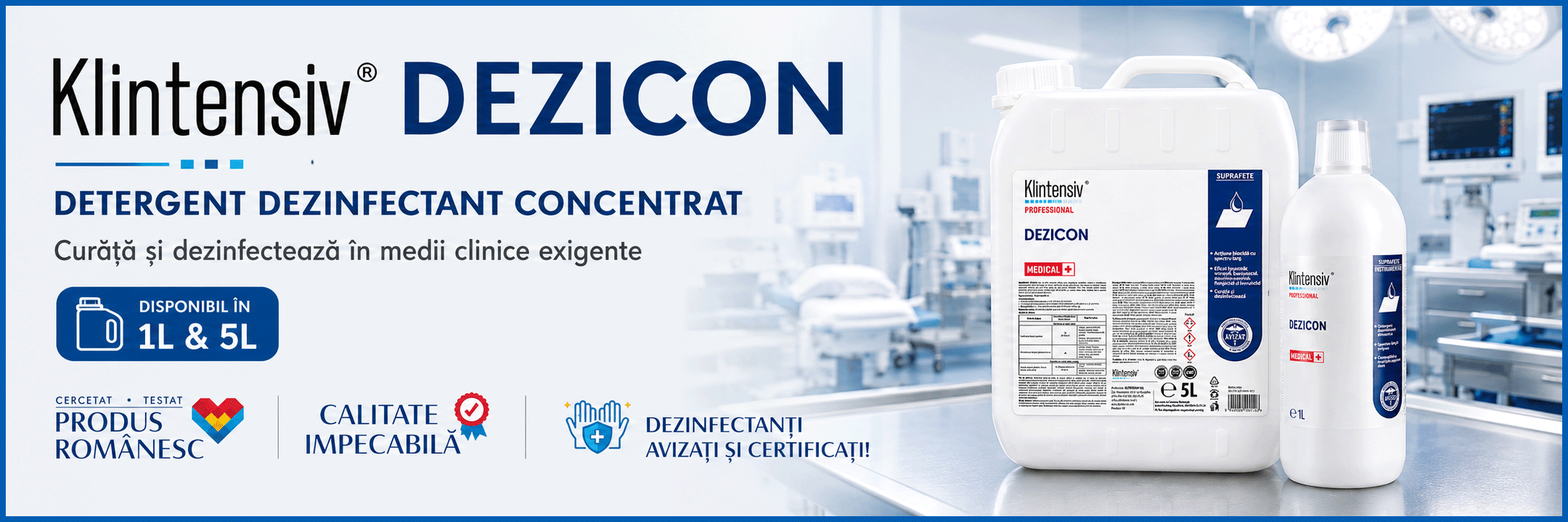 Klintensiv Dezicon detergent dezinfectant concentrat pentru suprafețe pavimente și instrumentar