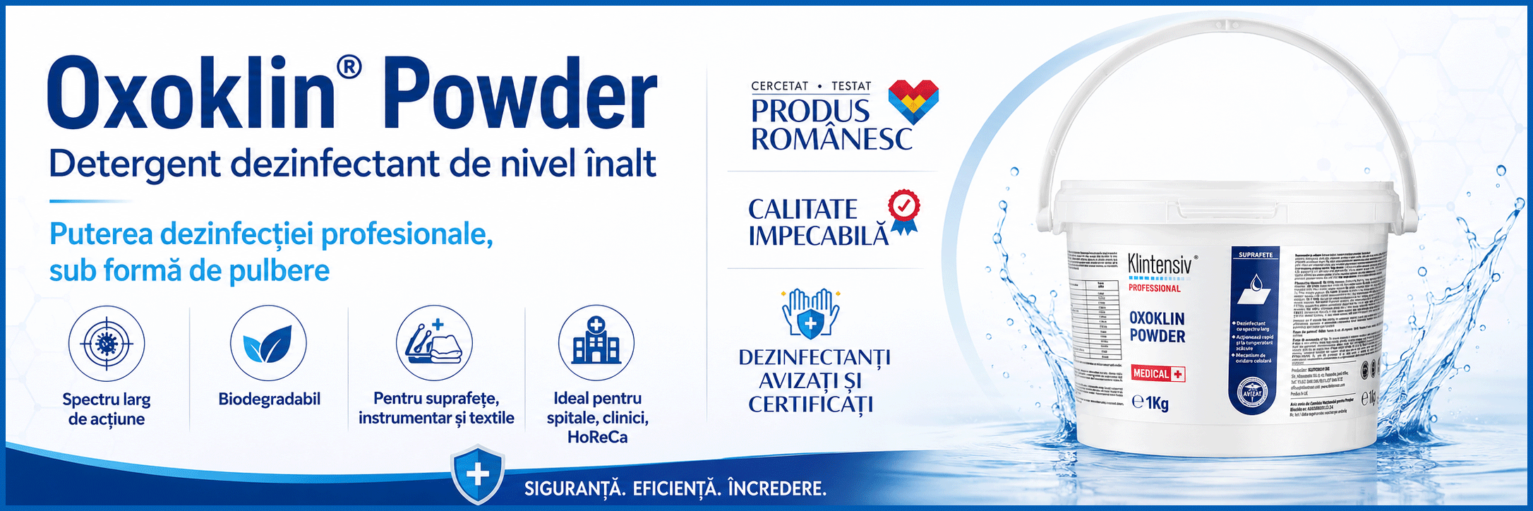 Oxoklin Powder detergent dezinfectant de nivel &icirc;nalt sub formă de pulbere