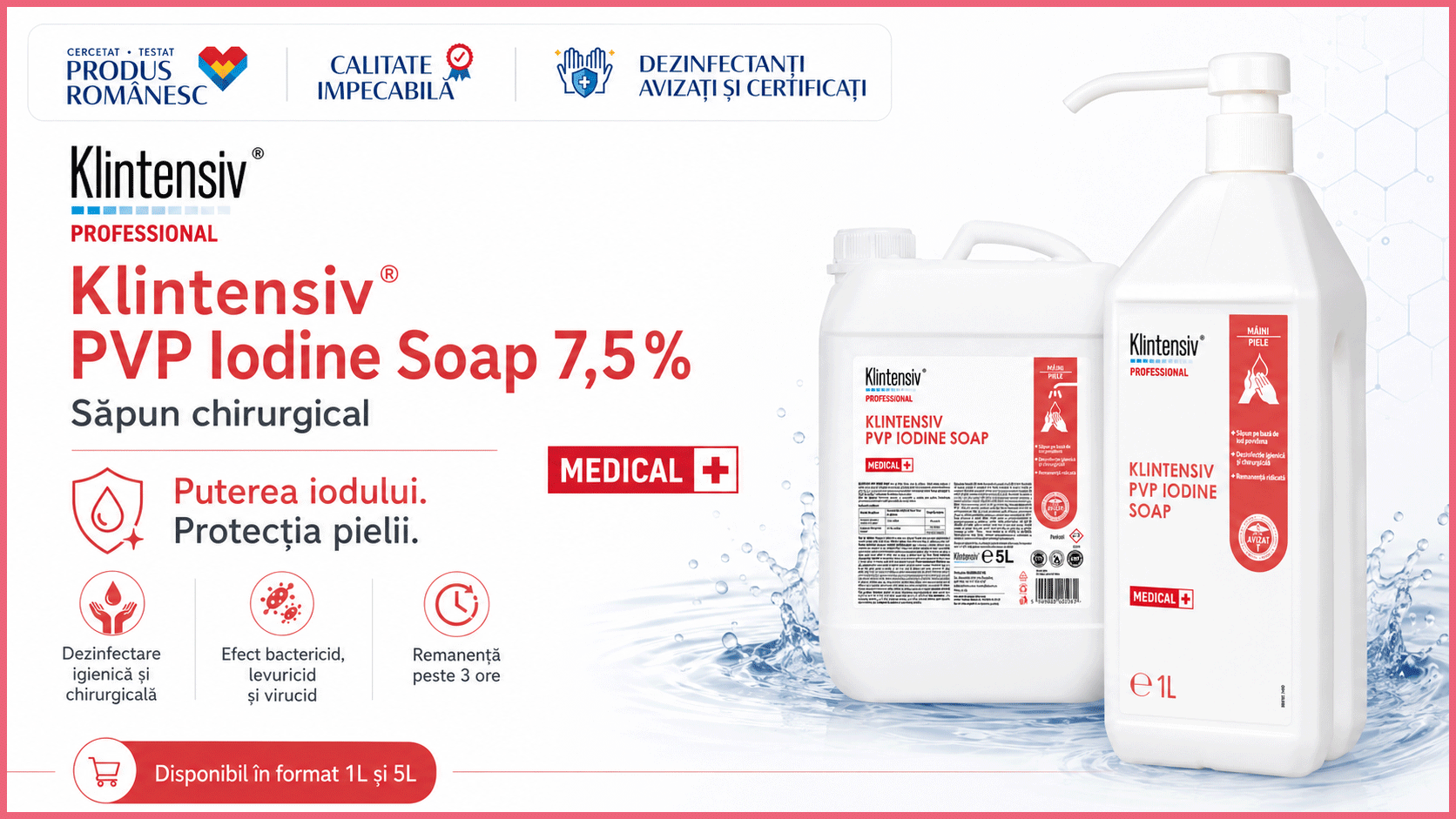 Klintensiv PVP Iodine Soap 7,5% săpun chirurgical cu iod povidonă