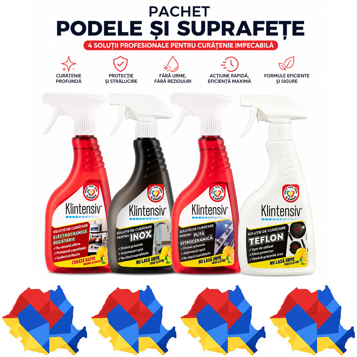 Pachet Podele si Suprafete Klintensiv, 4 produse de curatare