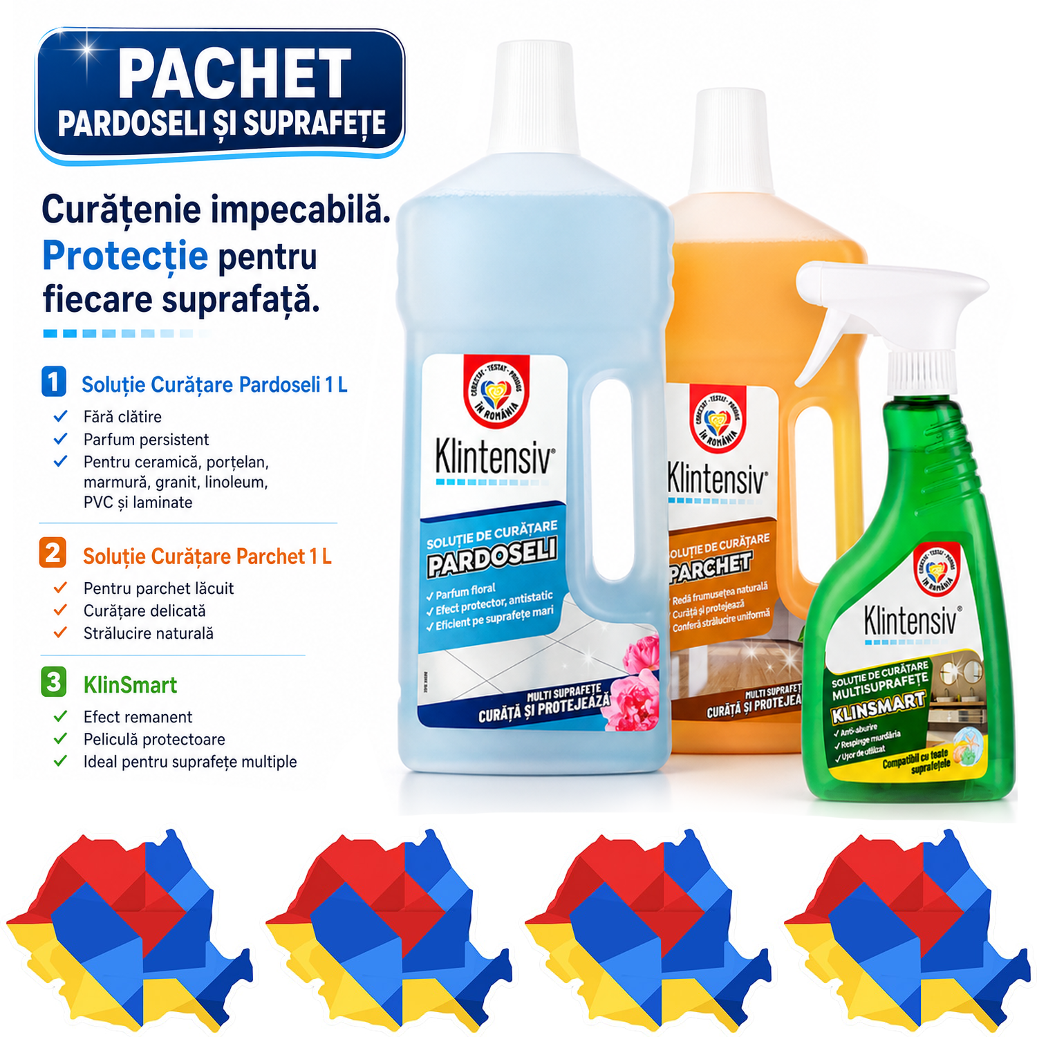 Pachet Pardoseli si Suprafete Klintensiv KlinSmart, 3 produse