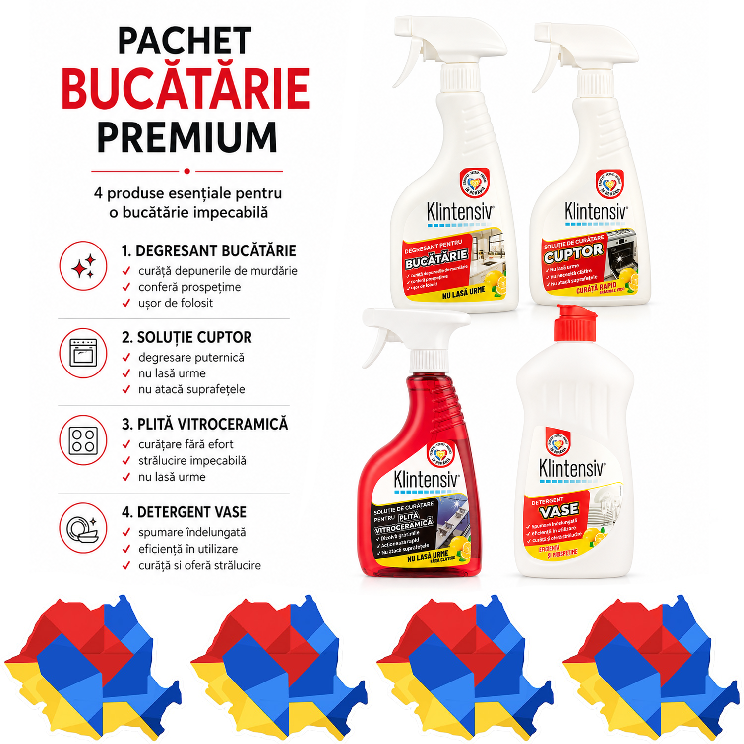Pachet Bucatarie Premium Klintensiv, 4 produse de curatare