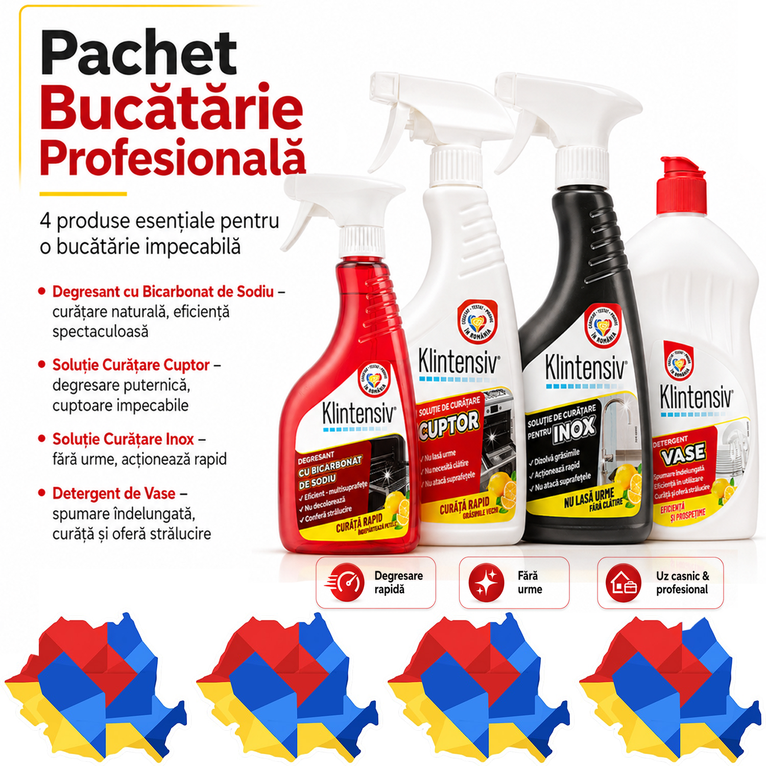 Pachet Bucatarie Profesionala Klintensiv, 4 produse de curatare