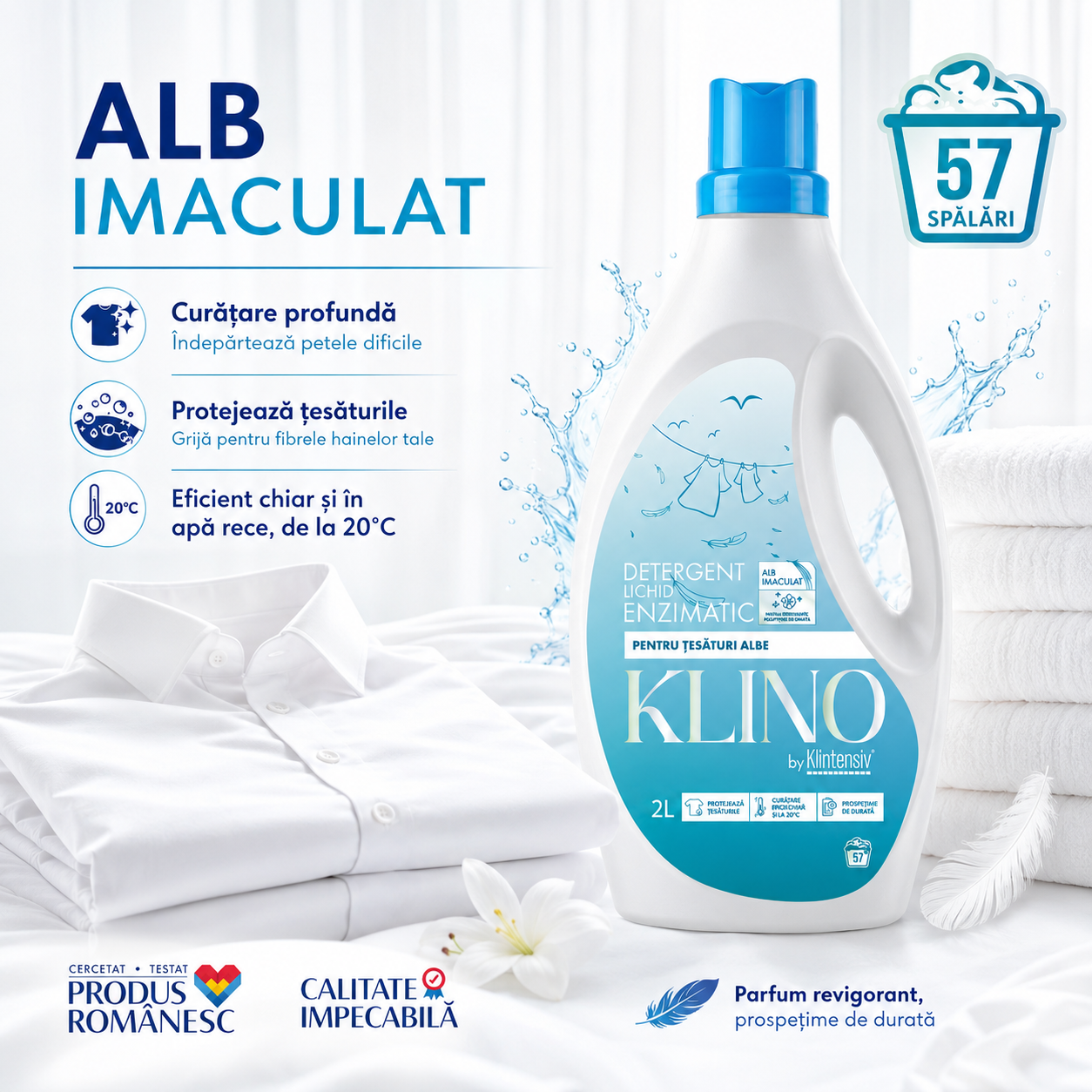Beneficii detergent enzimatic KLINO pentru rufe albe