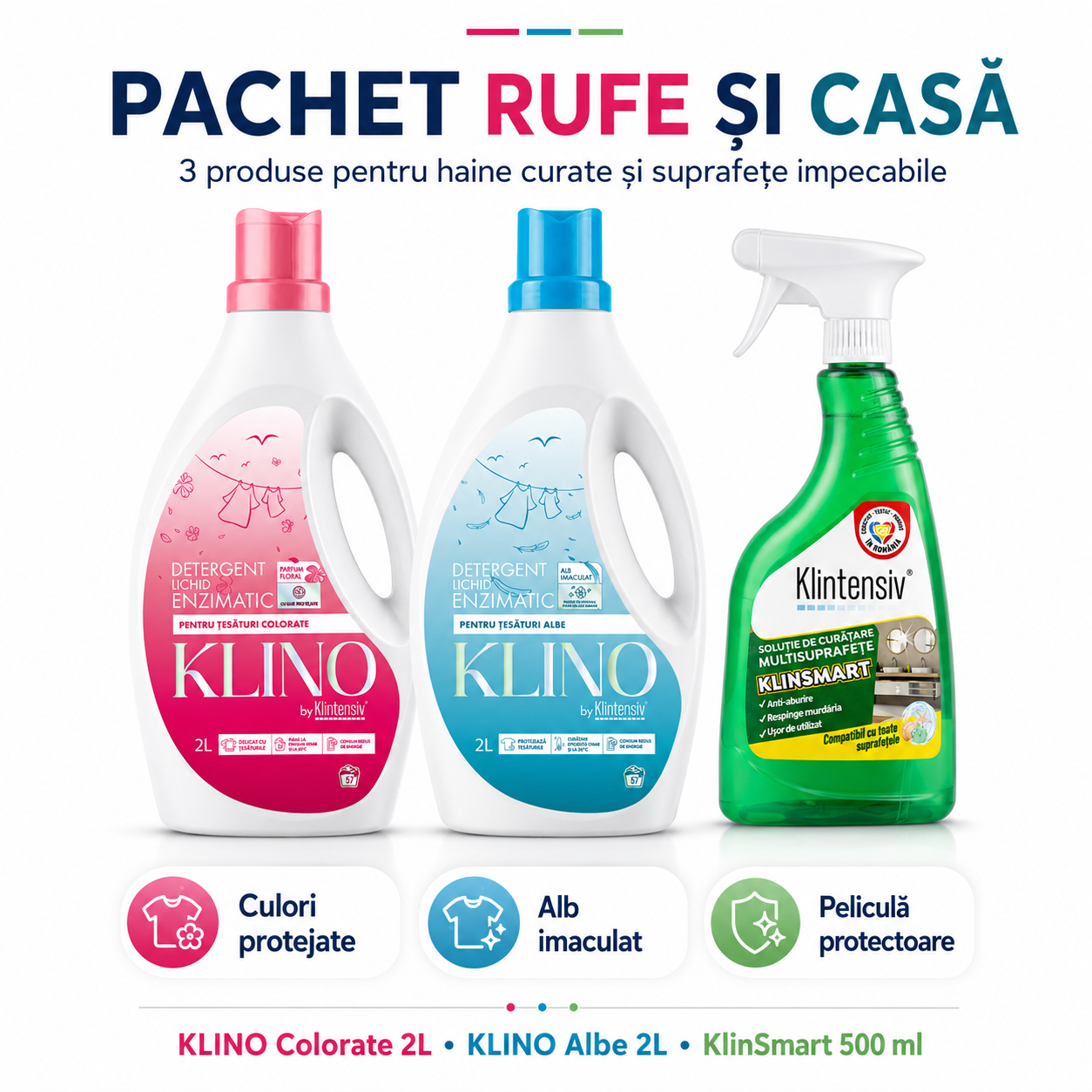 Detergent lichid enzimatic KLINO pentru rufe albe 2 L