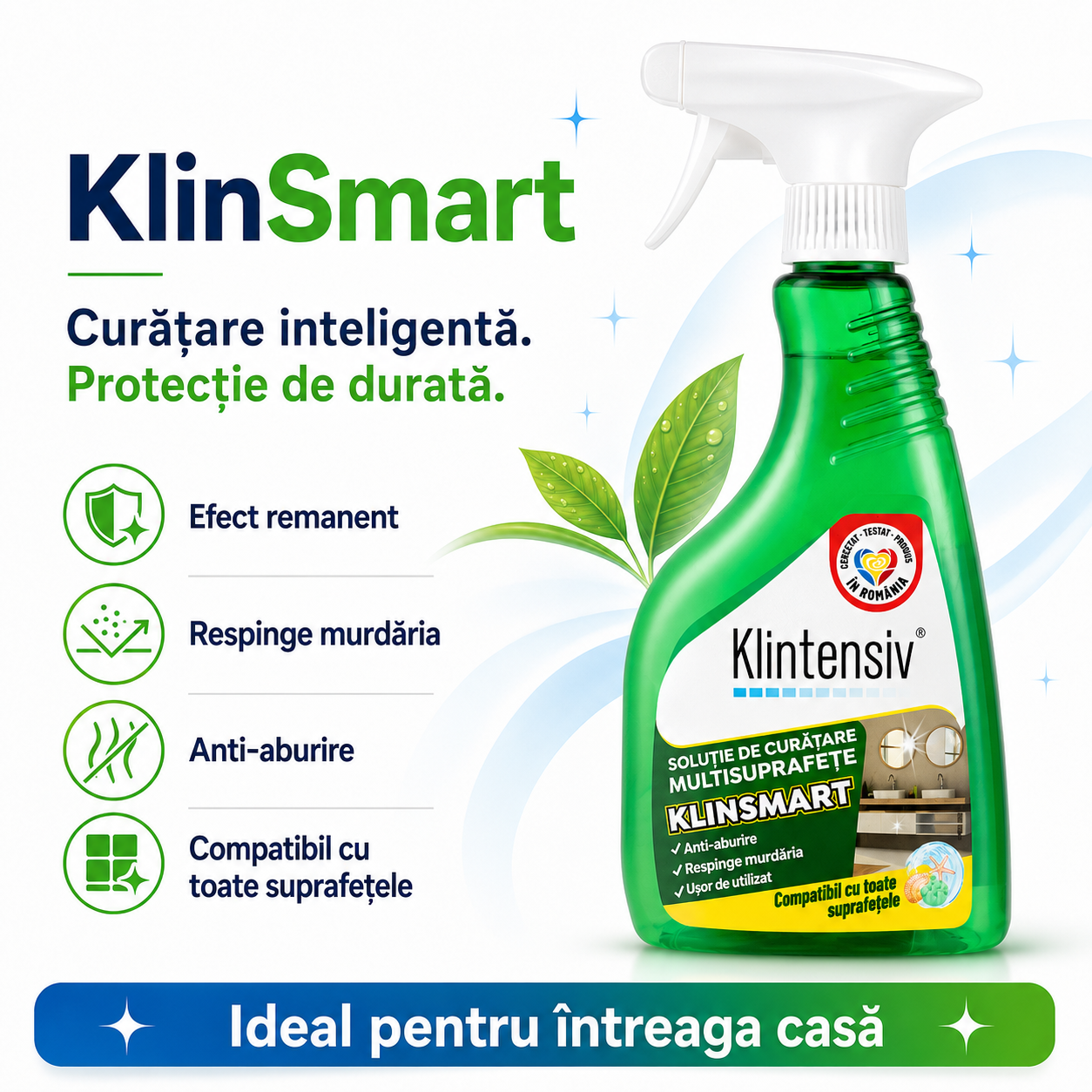 KlinSmart solutie de curatare cu efect remanent si pelicula protectoare