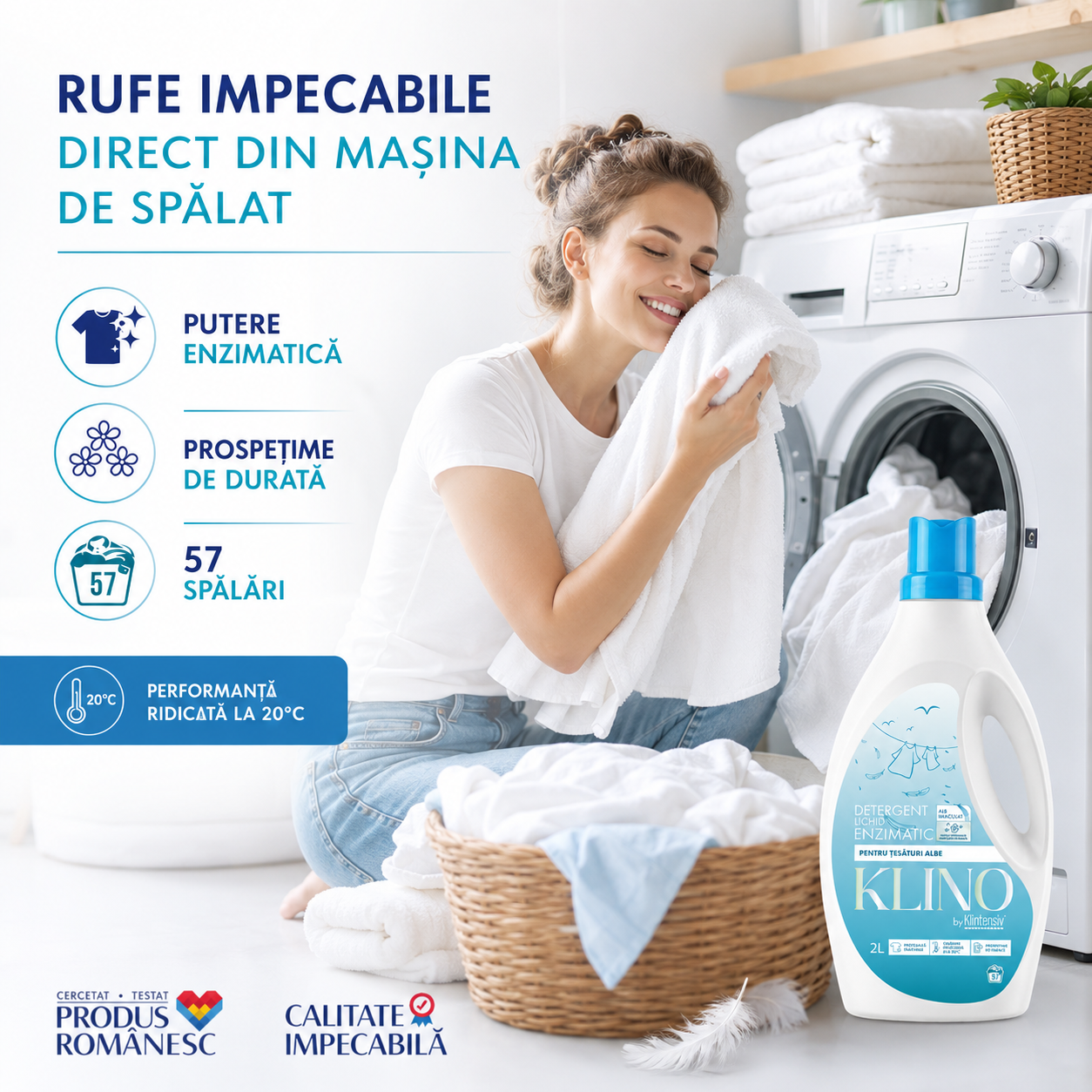 Curatare eficienta la temperatura de 20 grade cu detergent KLINO