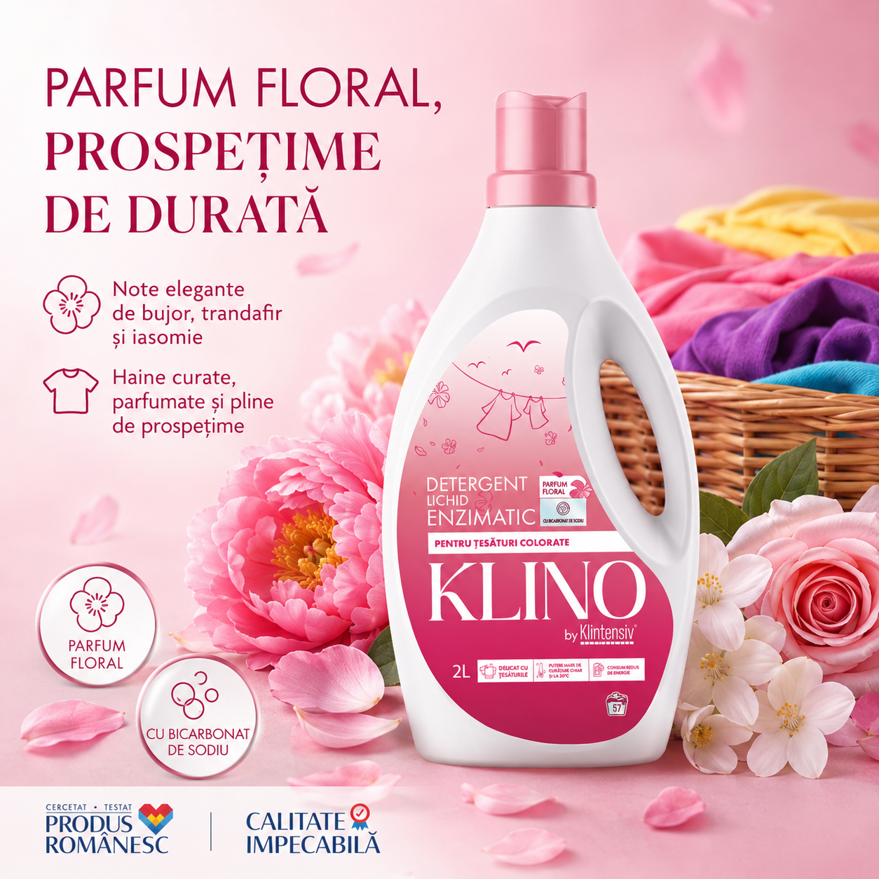 Dozare detergent lichid KLINO pentru rufe colorate