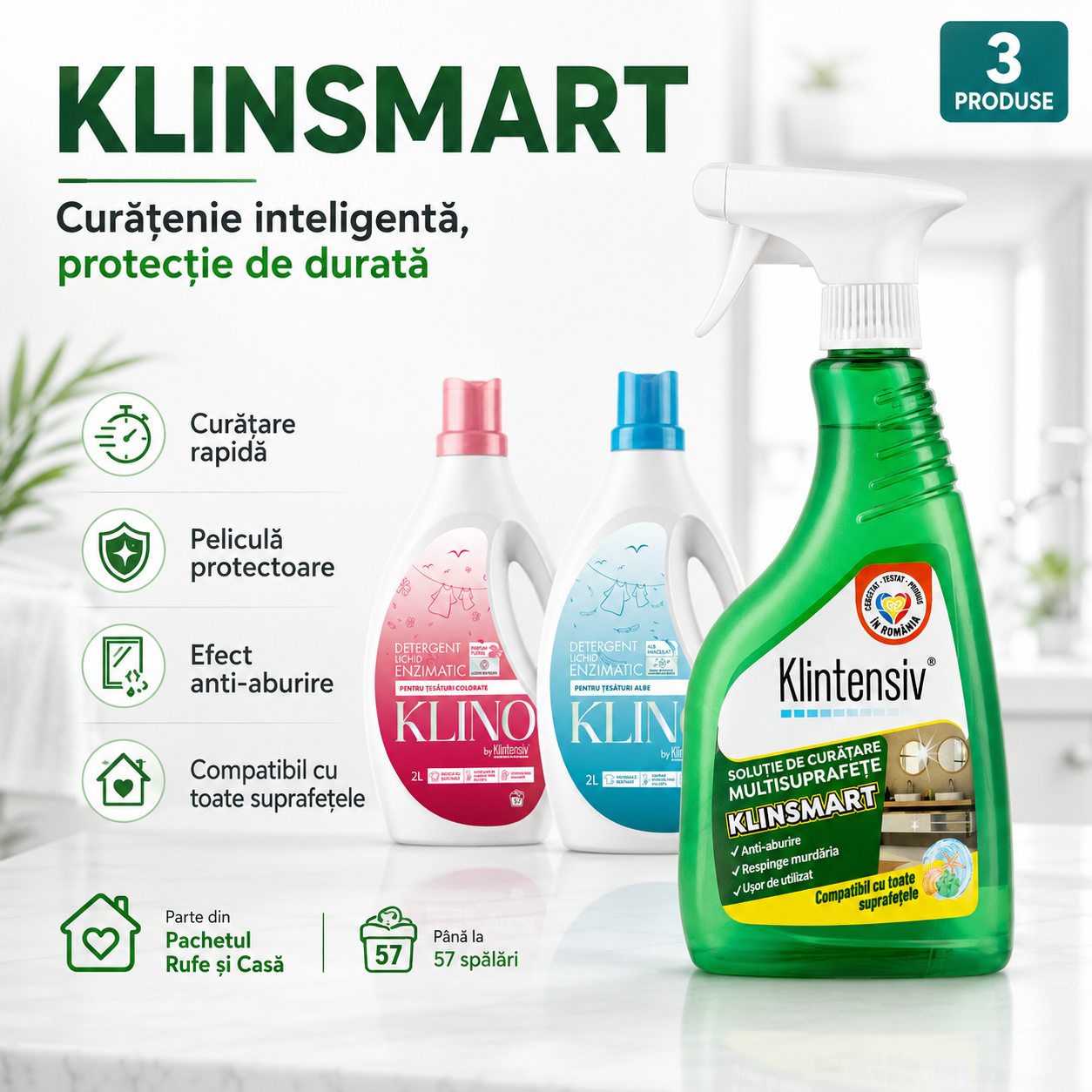 Detergent lichid KLINO pentru rufe colorate si protectia culorilor