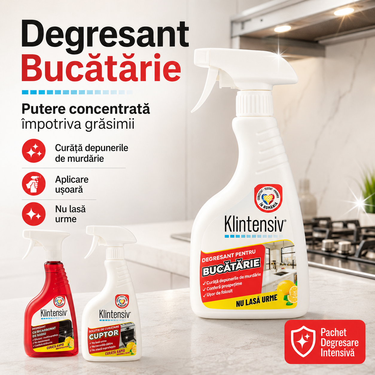 Degresant profesional bucatarie Klintensiv pentru hote plite si gratare