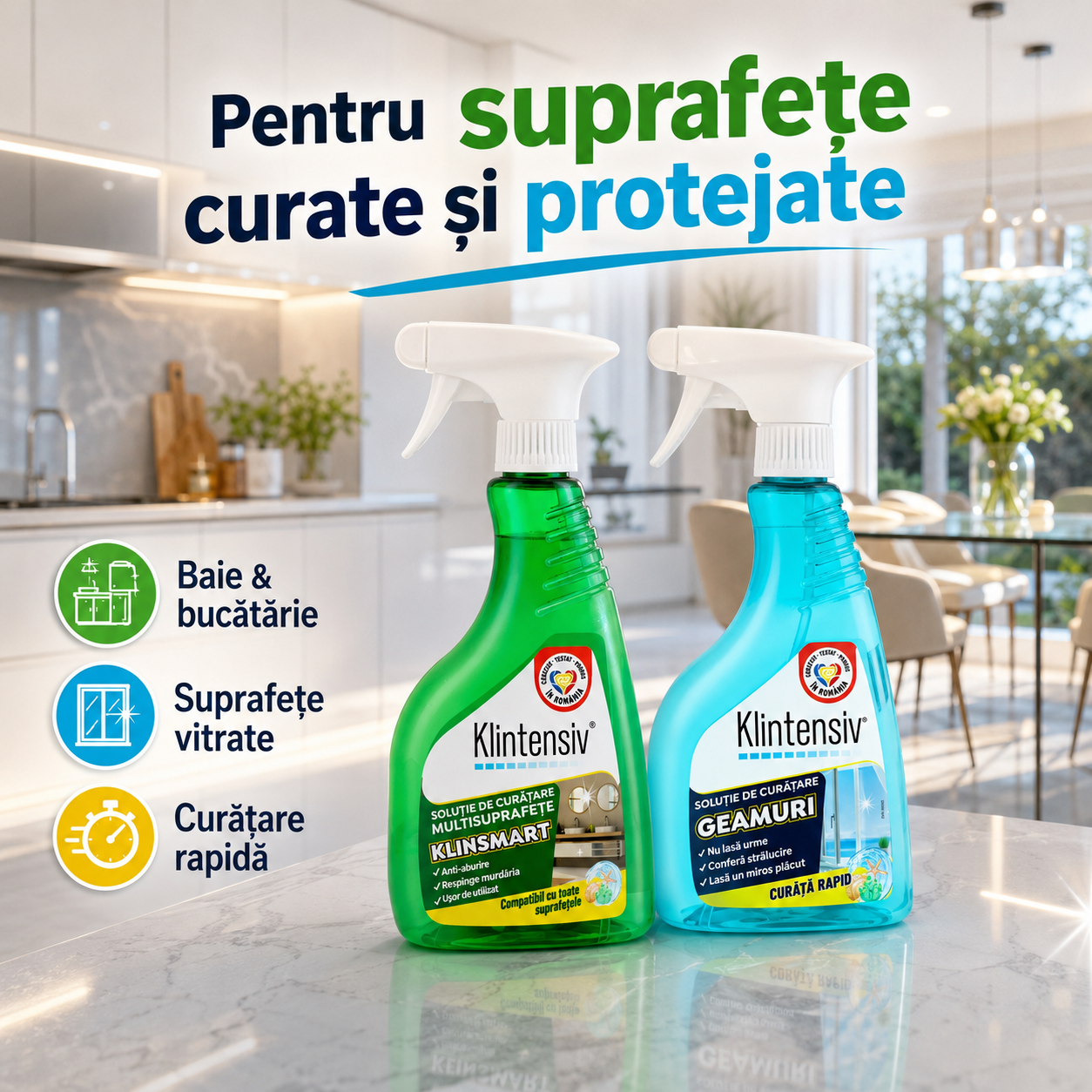 Solutie Curatare Geamuri Klintensiv 500 ml cu efect antistatic