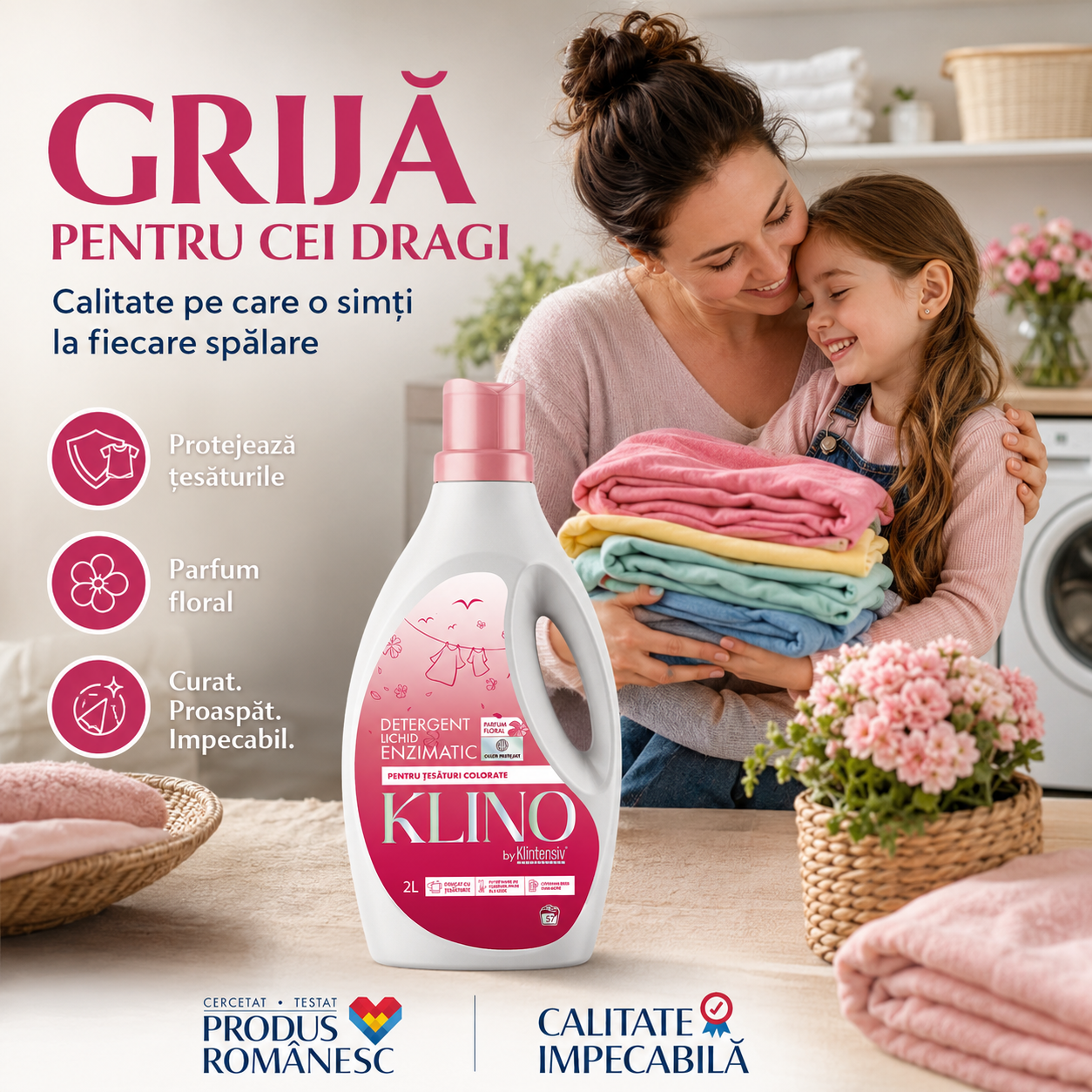 Spalare eficienta de la 20 grade cu detergent KLINO Klintensiv