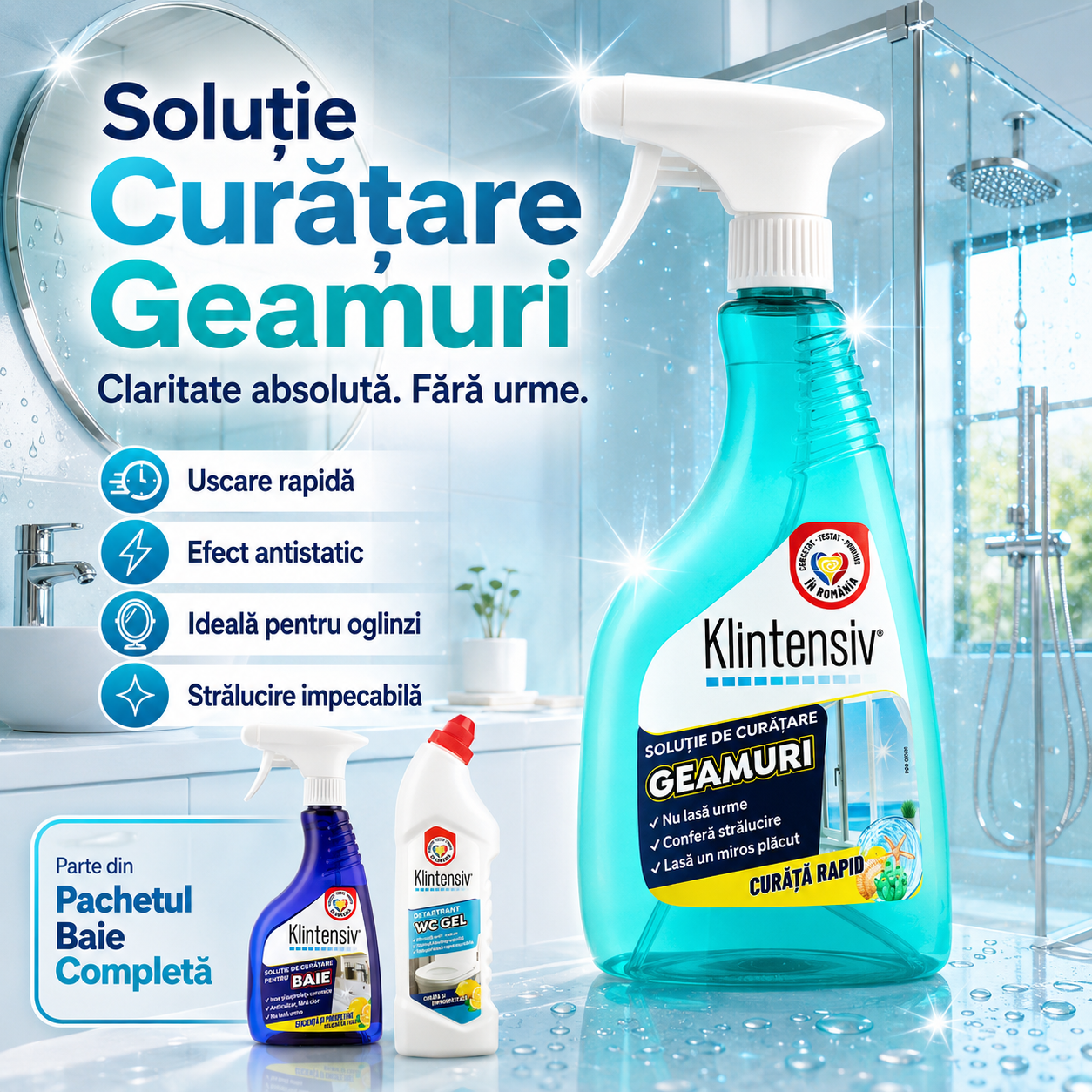 Solutie Curatare Geamuri si Oglinzi Klintensiv 500 ml