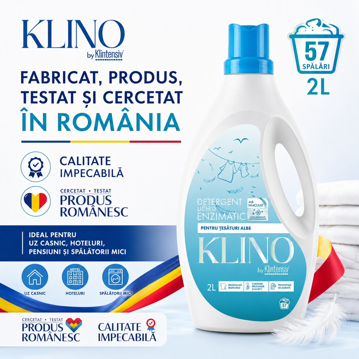 KLINO detergent enzimatic fabricat si testat in Romania
