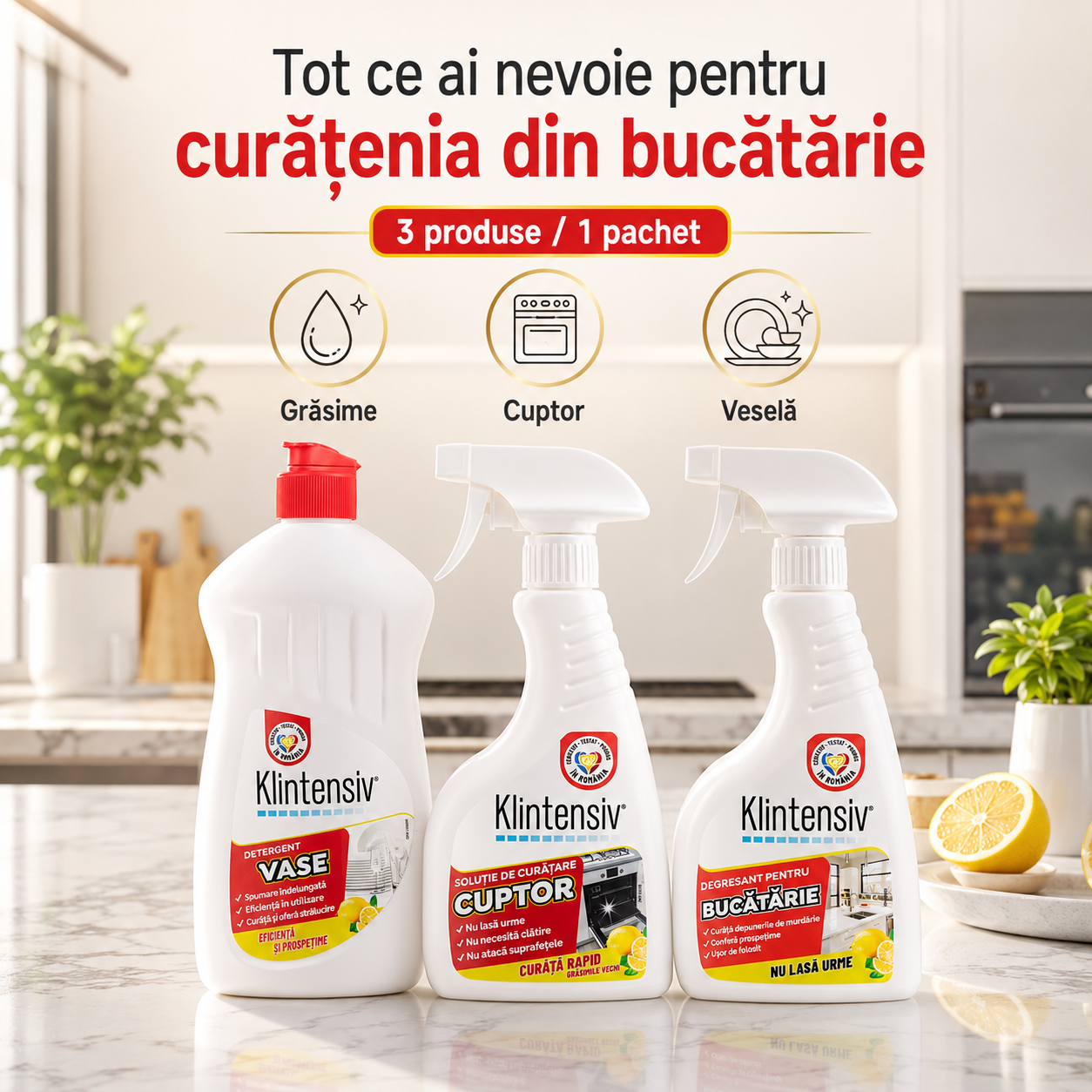 Set profesional curatenie bucatarie Klintensiv 3 produse