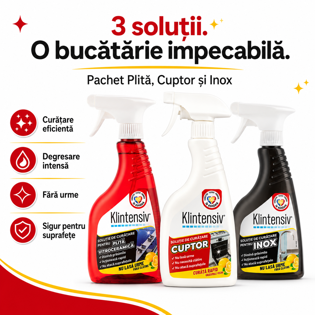 Pachet profesional curatare plita cuptor si inox Klintensiv
