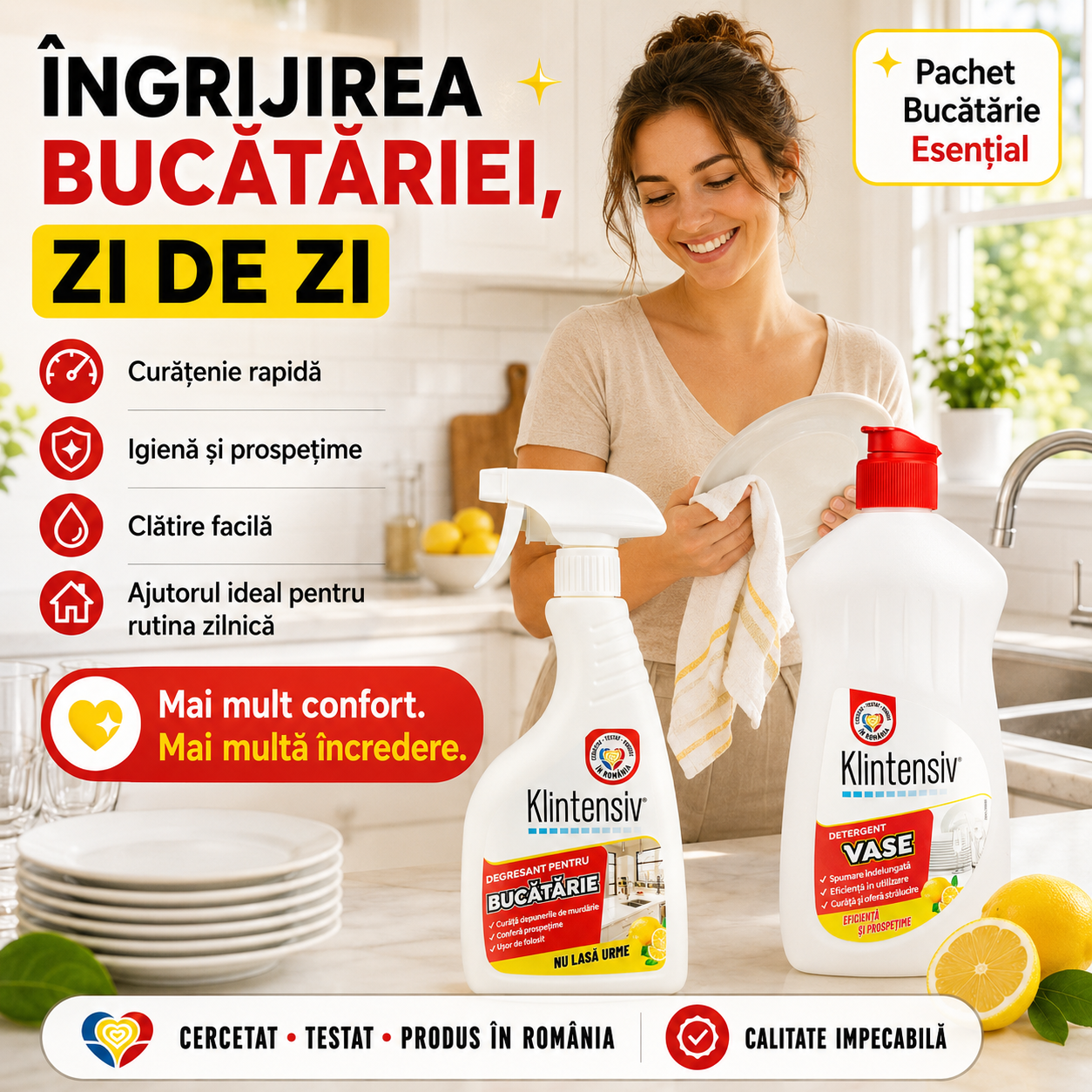 Set detergent vase si degresant bucatarie Klintensiv