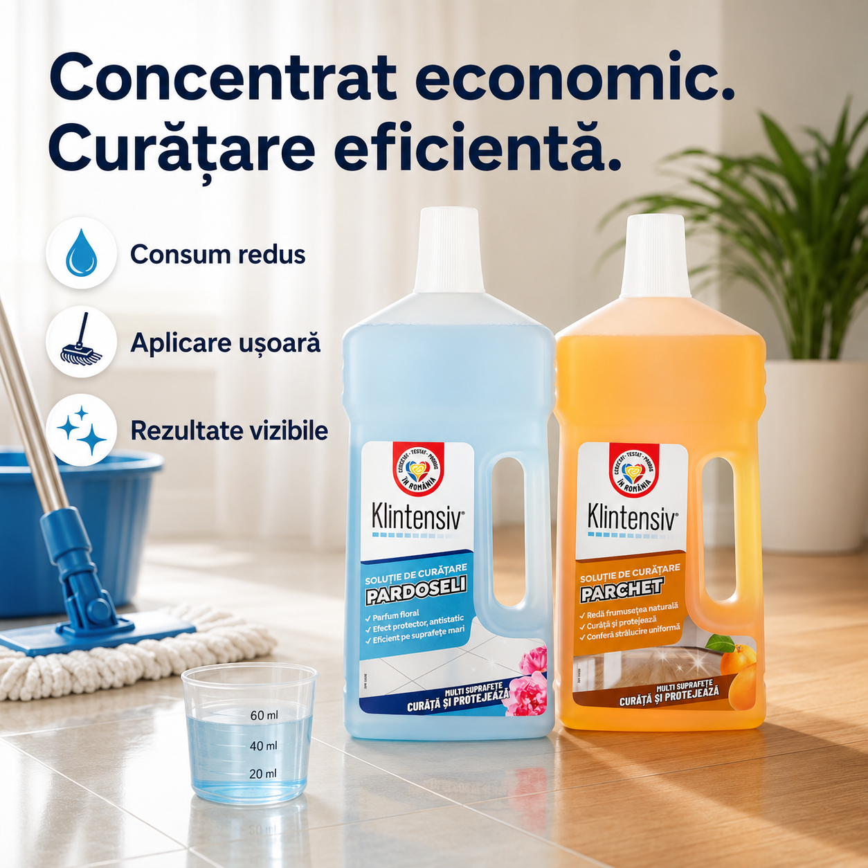 Detergent pardoseli Klintensiv pentru acasa si utilizare profesionala