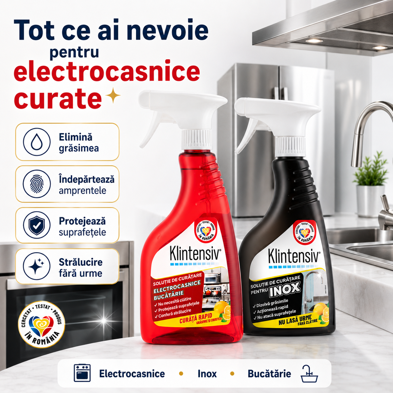 Pachet profesional curatare electrocasnice si inox Klintensiv