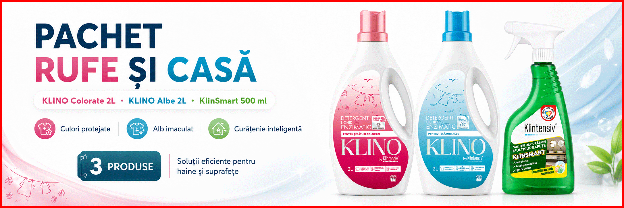 Pachet solutii curatenie rufe si casa KLINO KlinSmart Klintensiv