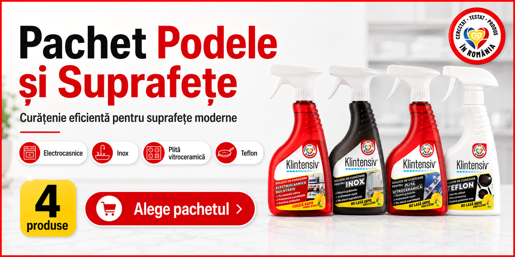 Pachet solutii curatare electrocasnice si suprafete delicate Klintensiv