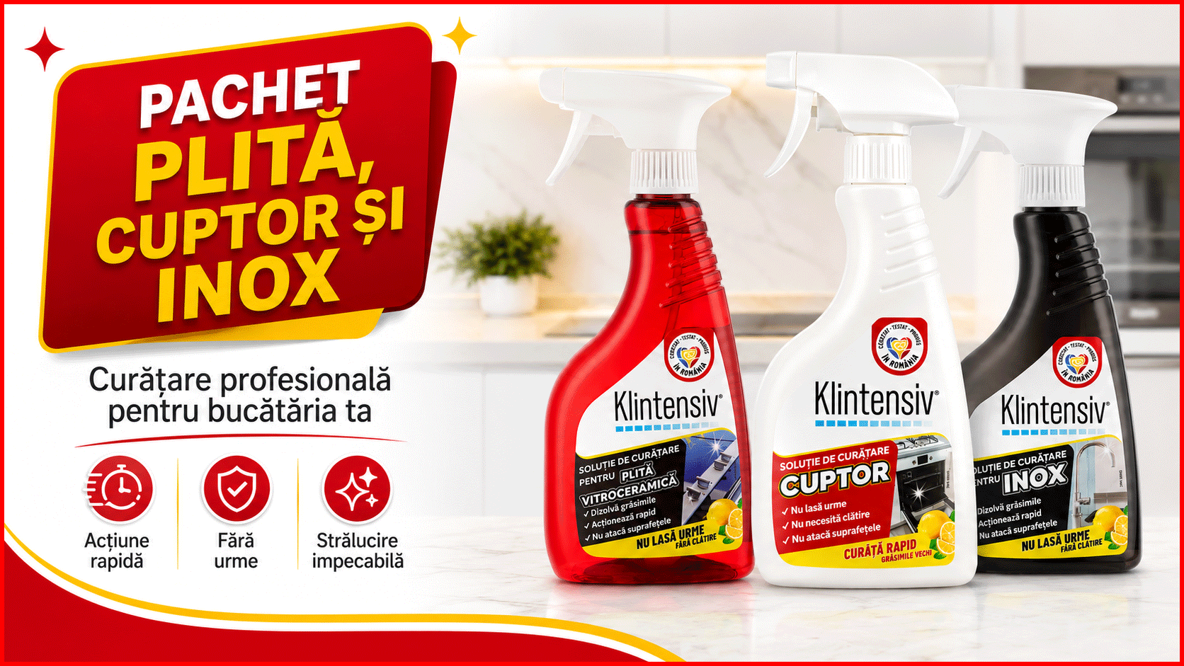 Pachet solutii curatenie plita cuptor si inox Klintensiv