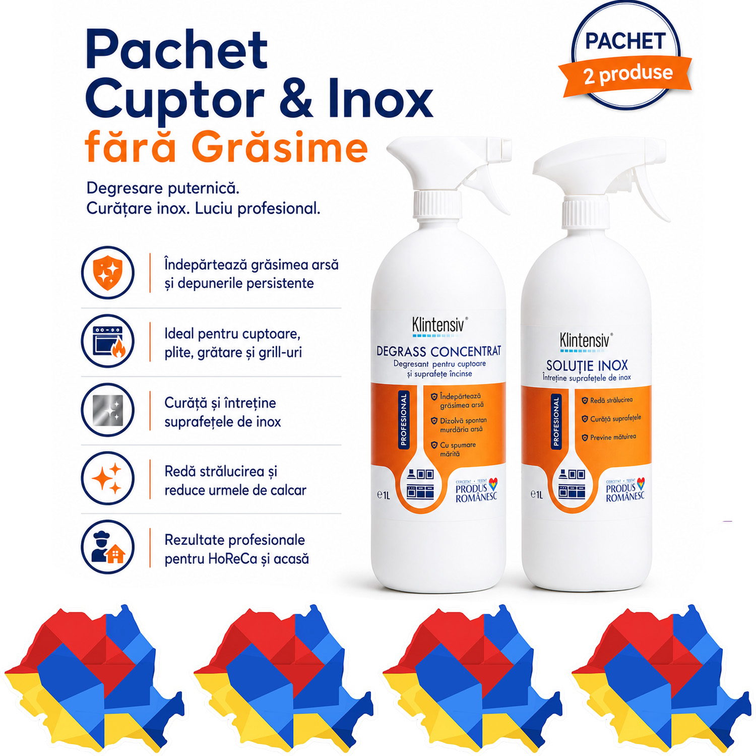 Pachet profesional Klintensiv pentru curatarea cuptorului si suprafetelor din inox