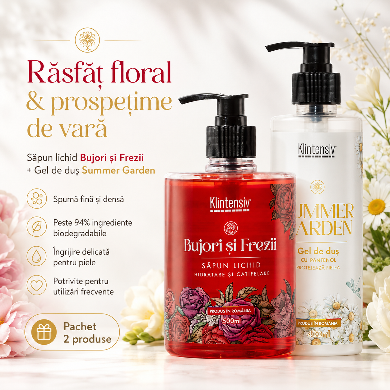 Sapun lichid Klintensiv Bujori si Frezii 500 ml