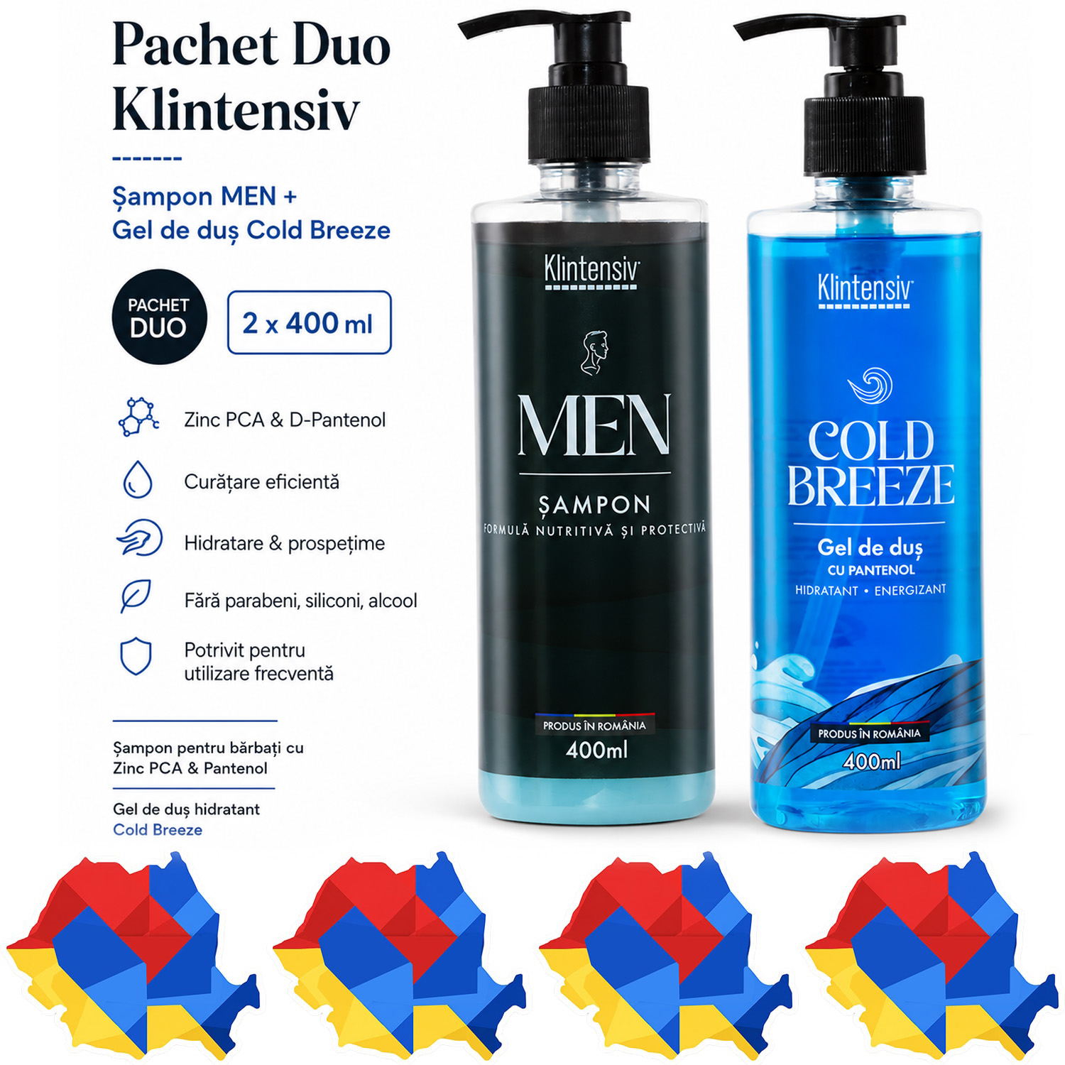 Pachet Klintensiv sampon pentru barbati si gel de dus Cold Breeze 2 produse