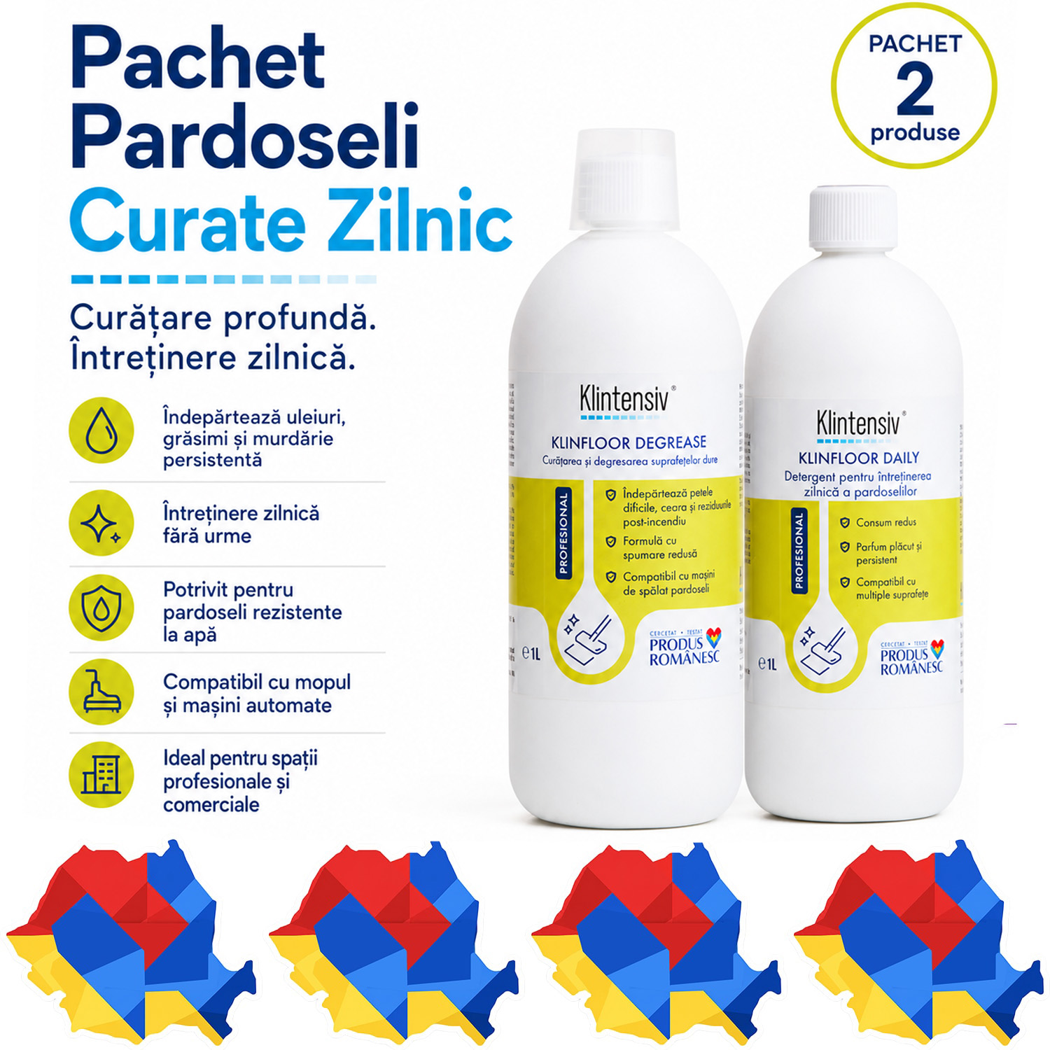 Pachet profesional Klintensiv pentru degresarea si intretinerea pardoselilor, 2 L