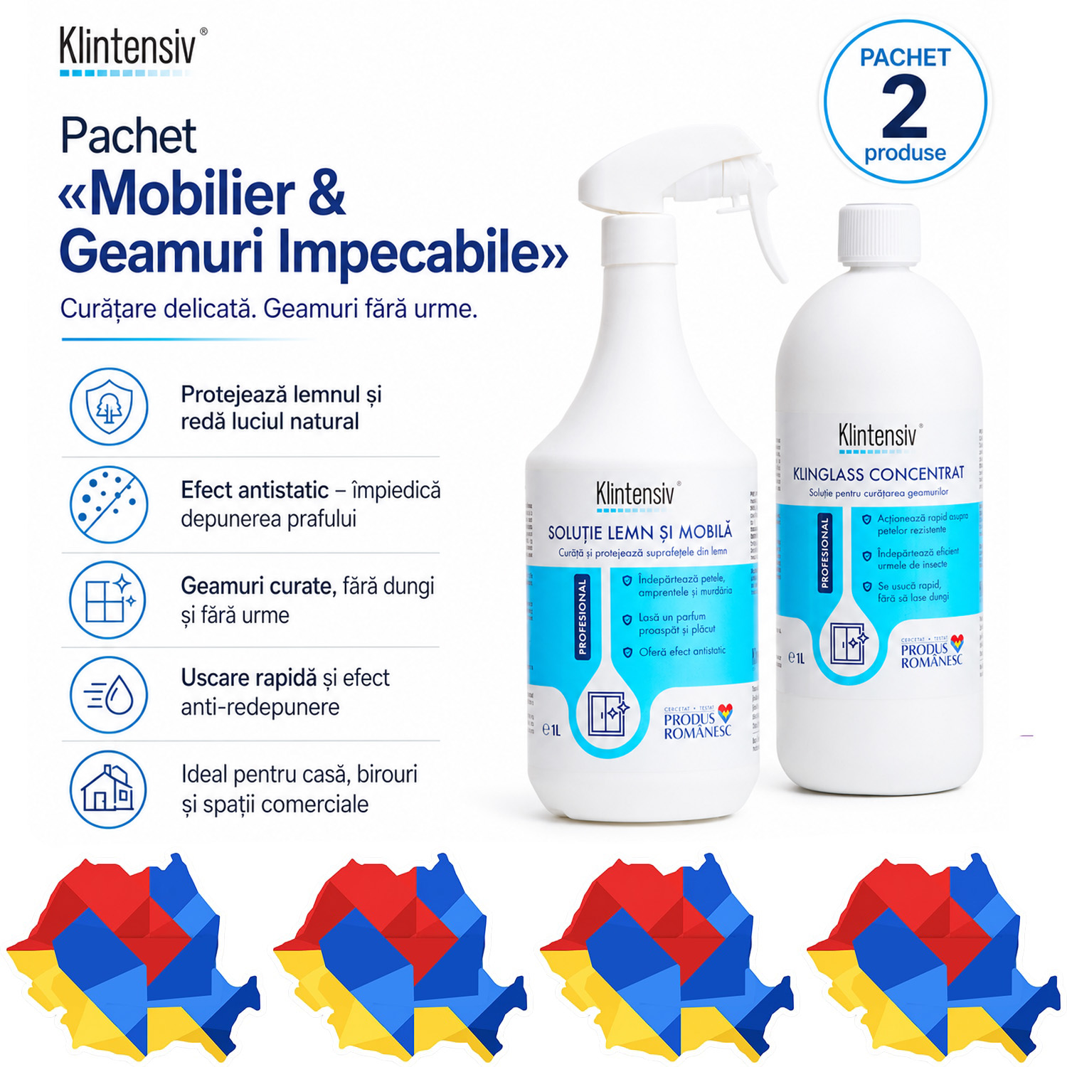 Pachet profesional Klintensiv pentru curatarea mobilierului si geamurilor