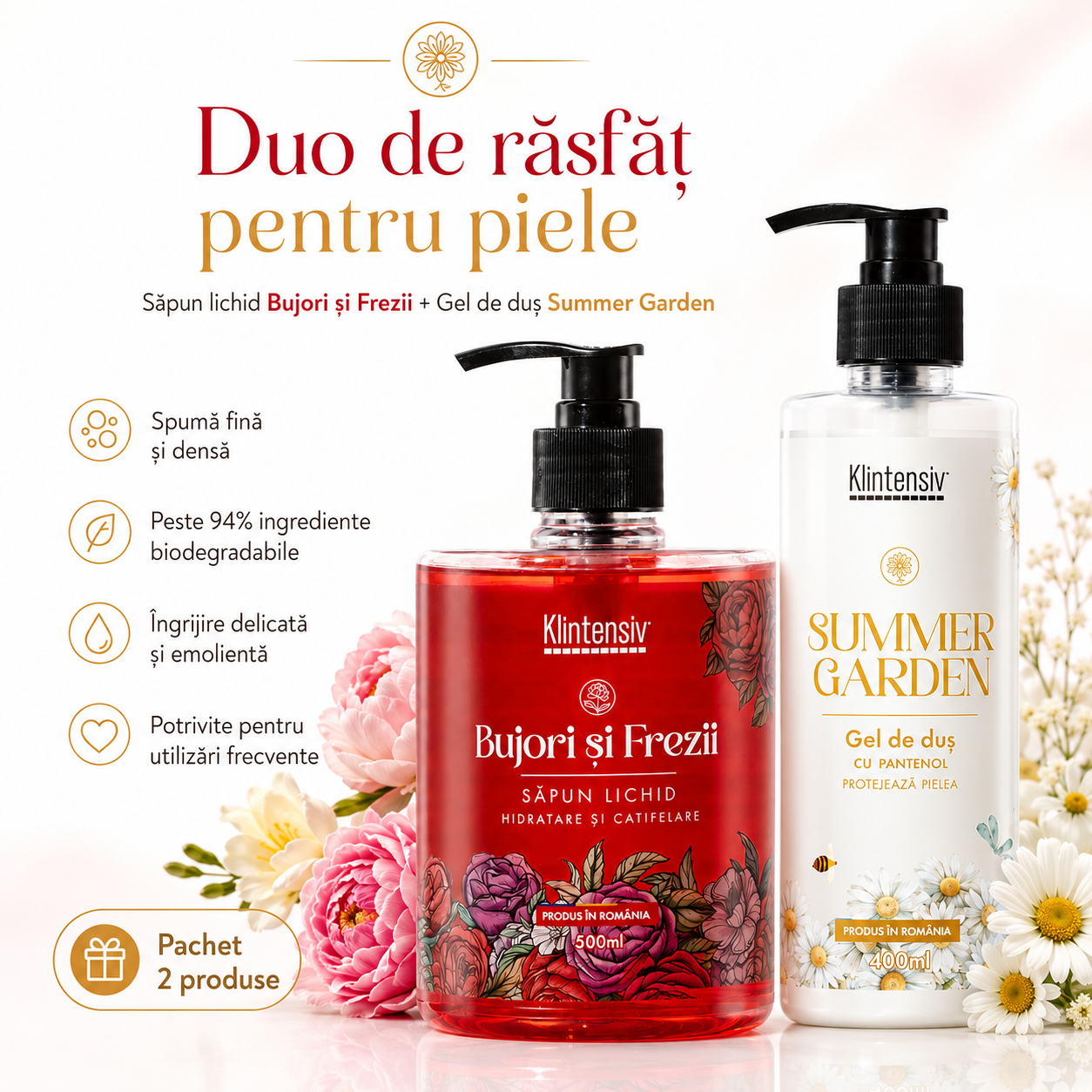 Gel de dus hidratant Klintensiv Summer Garden 400 ml