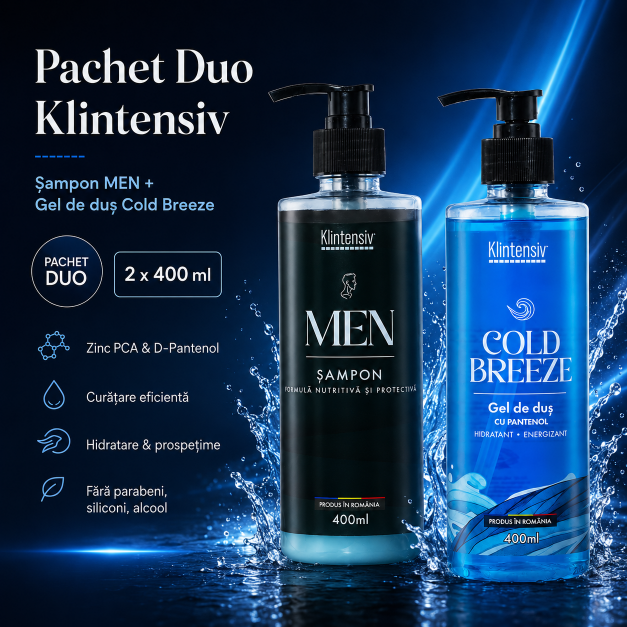 Sampon Klintensiv pentru barbati cu Zinc PCA si Pantenol 400 ml