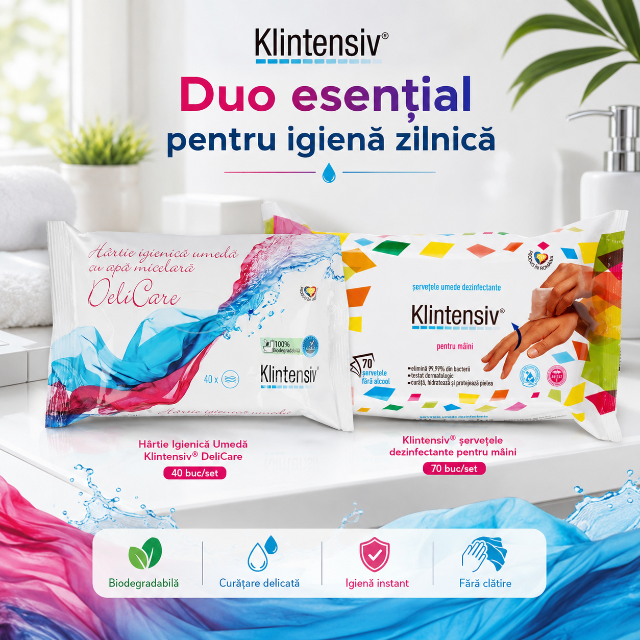 Hartie igienica umeda Klintensiv biodegradabila 40 bucati