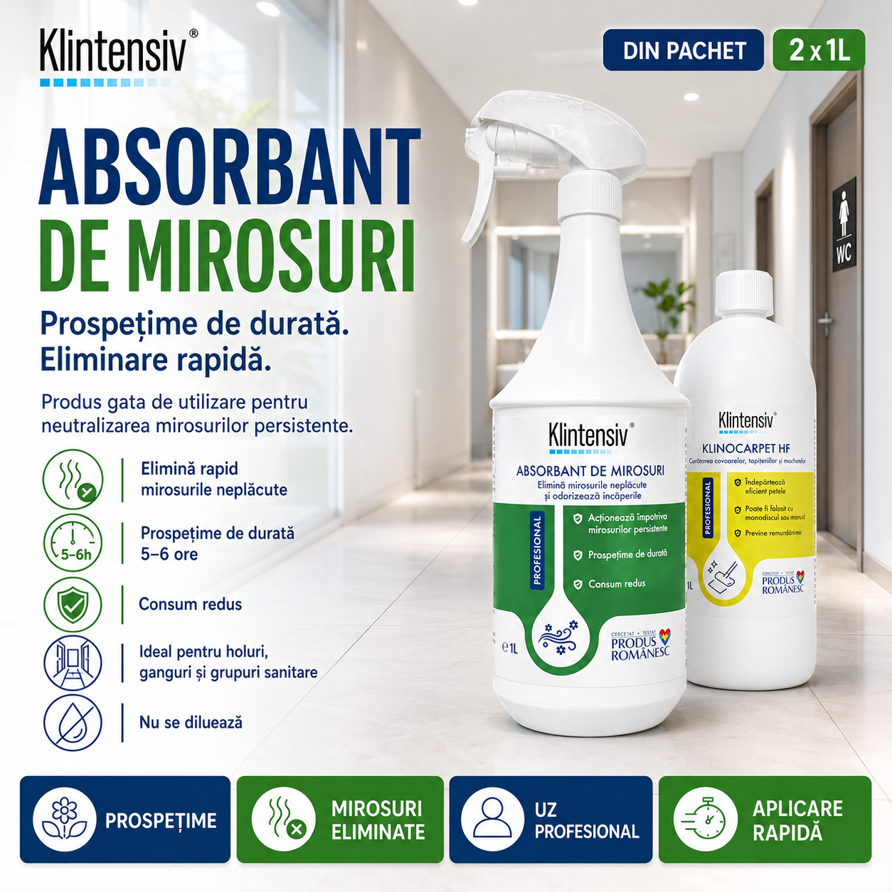 Klintensiv Professional KLINOCARPET HF detergent concentrat pentru covoare si tapiterii