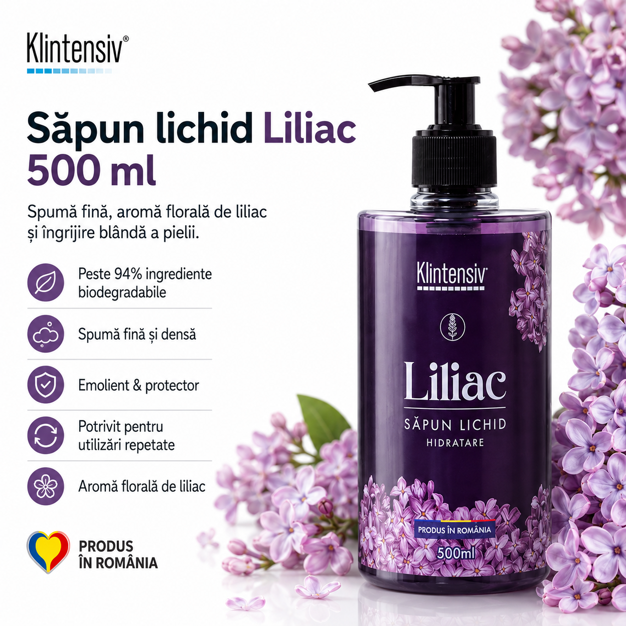 Sapun lichid Klintensiv Liliac 500 ml