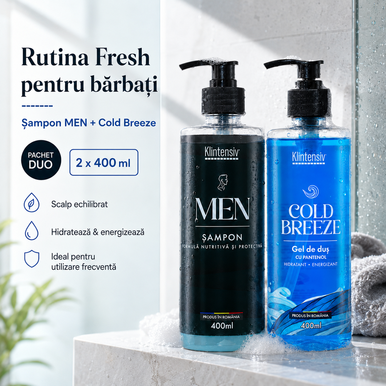 Gel de dus hidratant Klintensiv Cold Breeze 400 ml pentru barbati