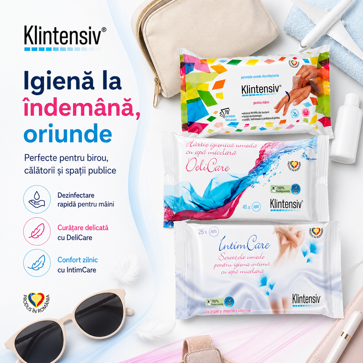 Hartie igienica umeda Klintensiv 40 bucati biodegradabile