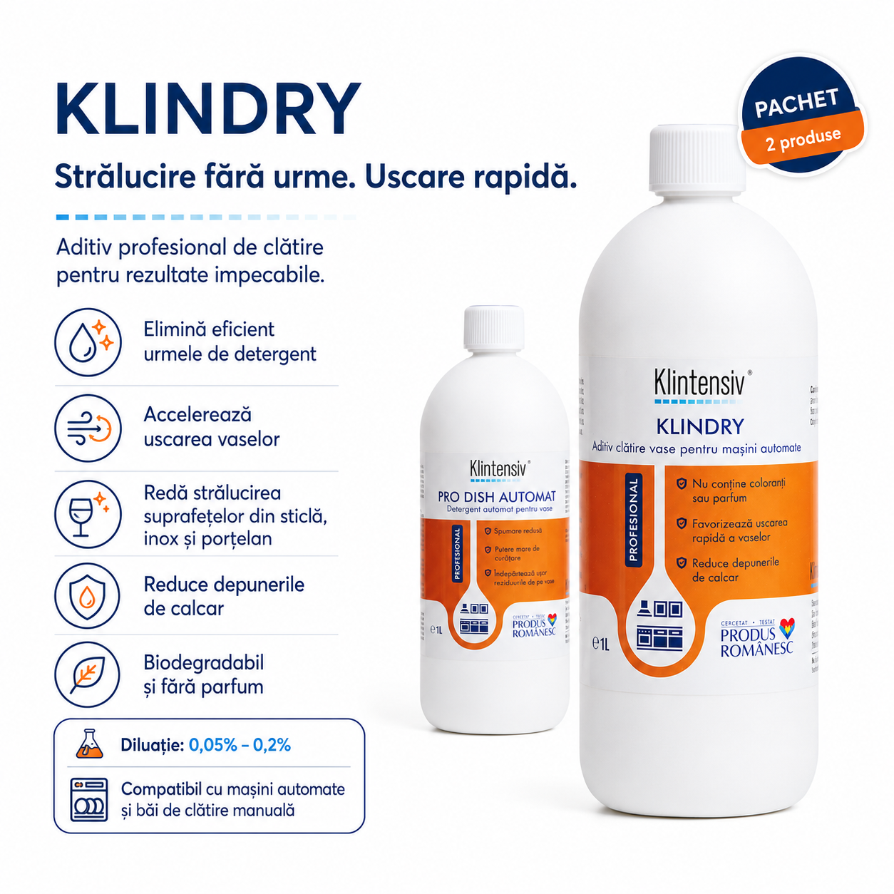 Klintensiv KLINDRY aditiv profesional de clatire pentru masini automate de spalat vase