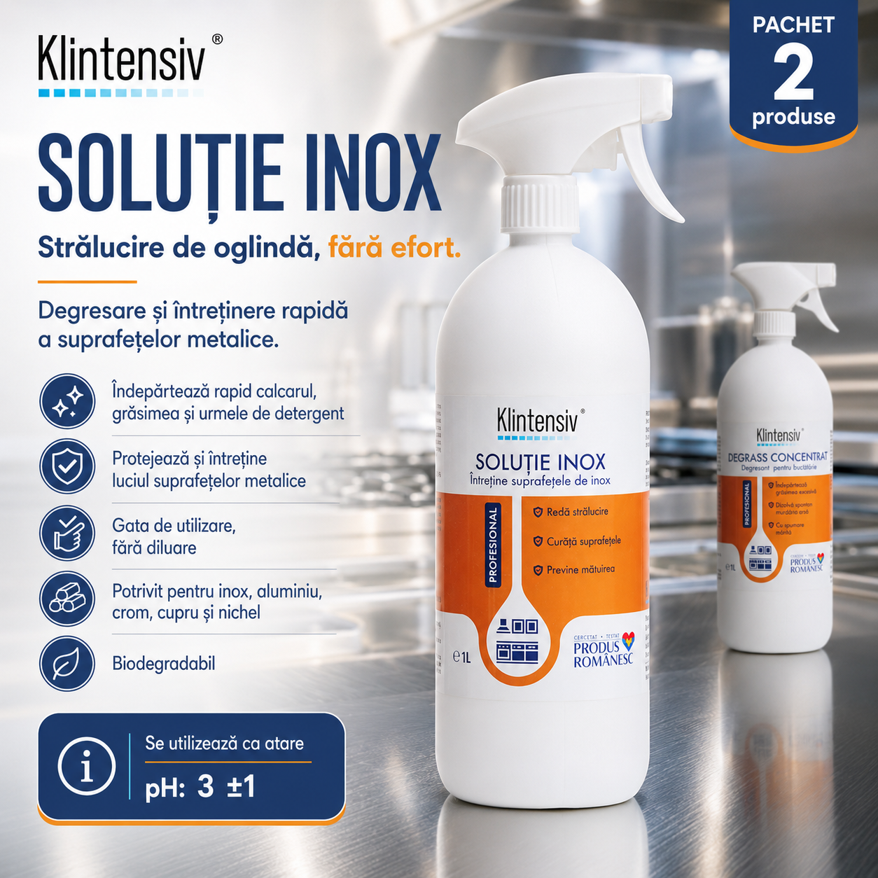Klintensiv Solutie Inox Profesionala pentru suprafete metalice