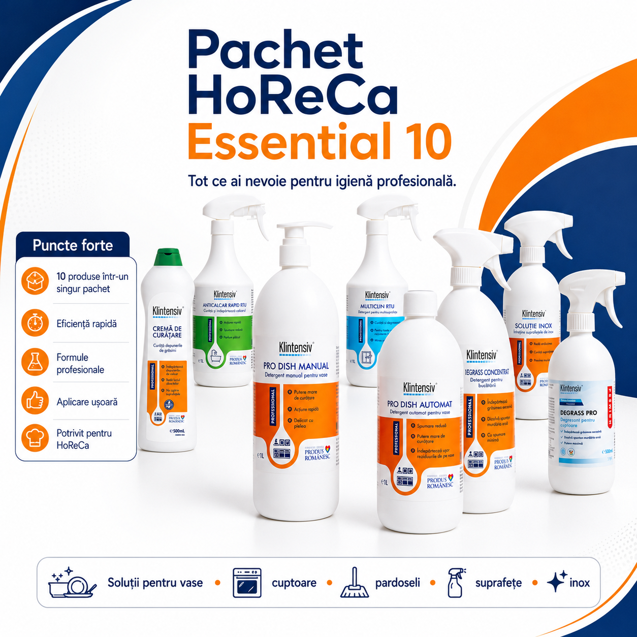 Crema profesionala de curatare si KLINFLOOR DAILY Klintensiv Professional