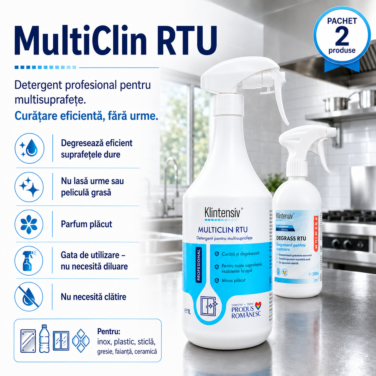 Klintensiv MultiClin RTU detergent profesional pentru multisuprafete