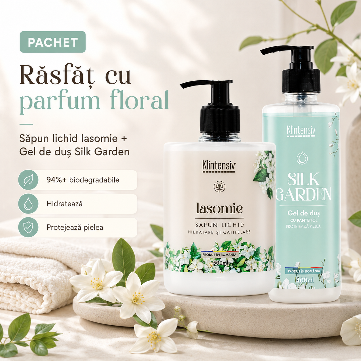 Pachet Klintensiv Iasomie si Silk Garden pentru igiena mainilor si corpului